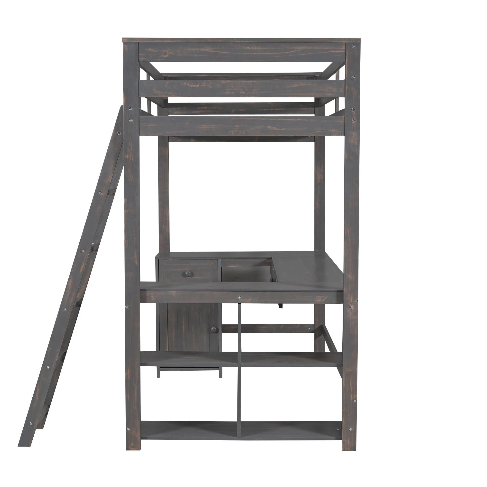 Loft Bed With U-Shaped Desk, Drawers, And Storage Shelves - Image 8