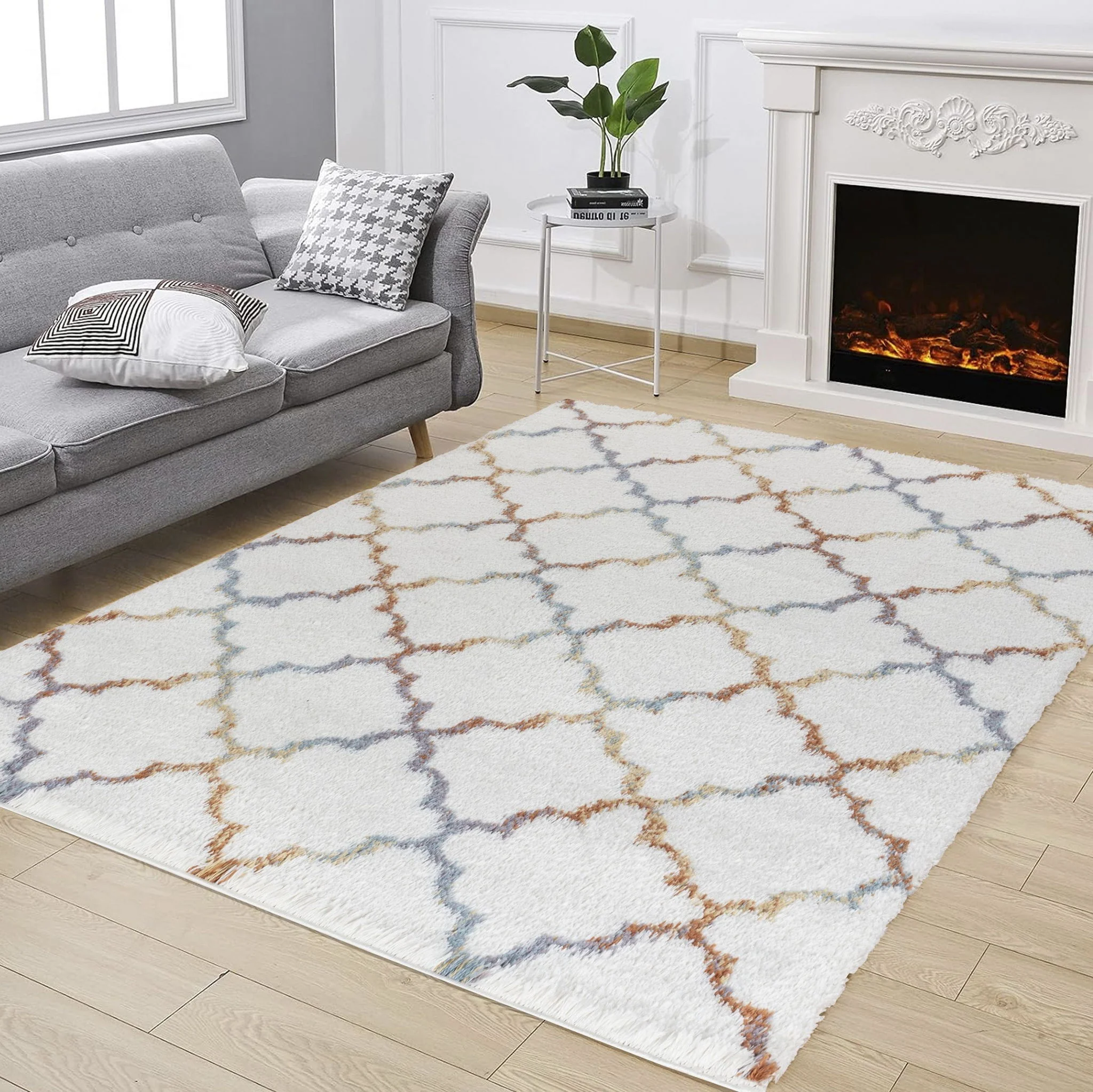 Loft Shag - 7'10" X 9'10" Shaggy Area Rug Polypropylene - Ivory - Image 3