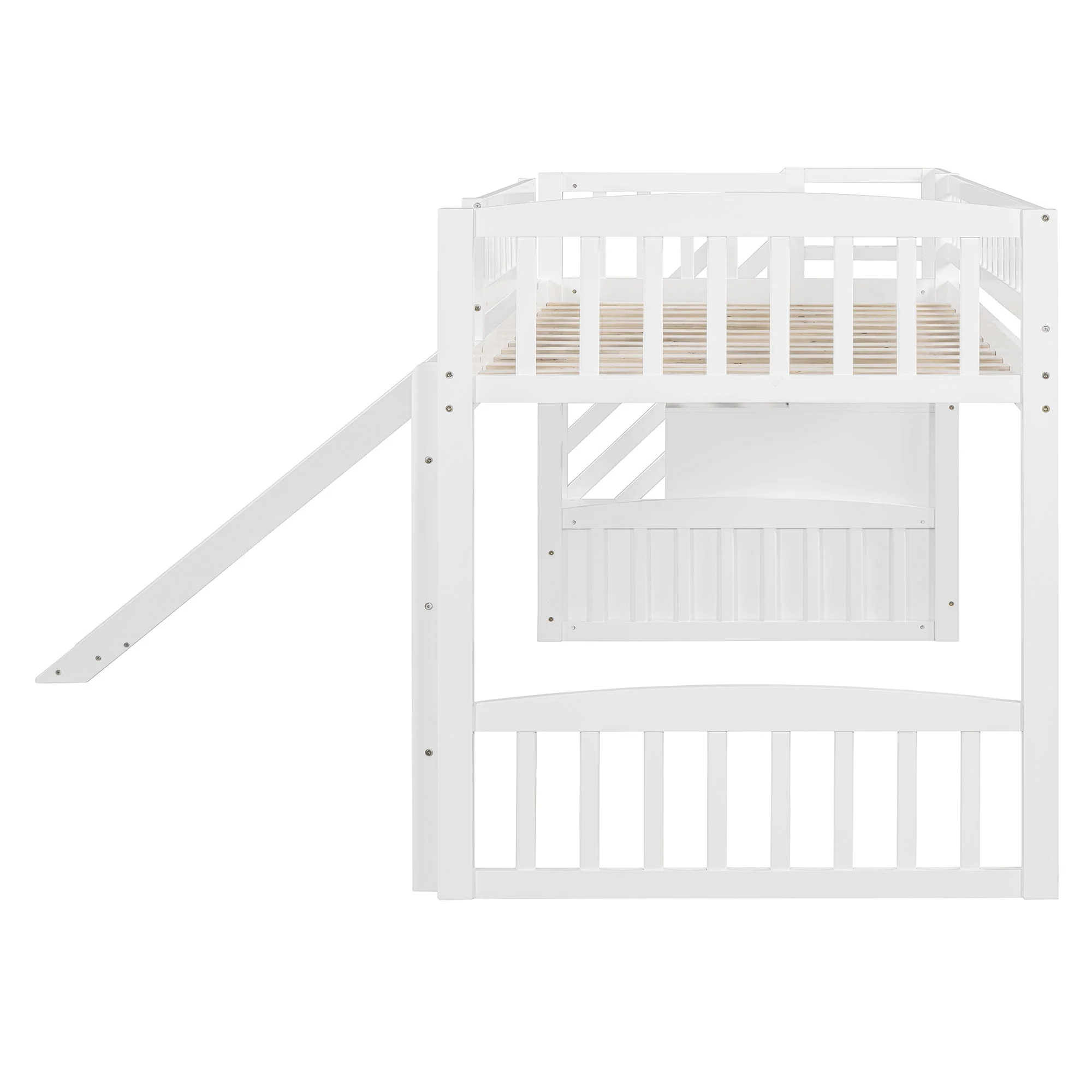 Loft Stairway Bed With 2 Drawers, Convertible Ladder And Slide - Image 8