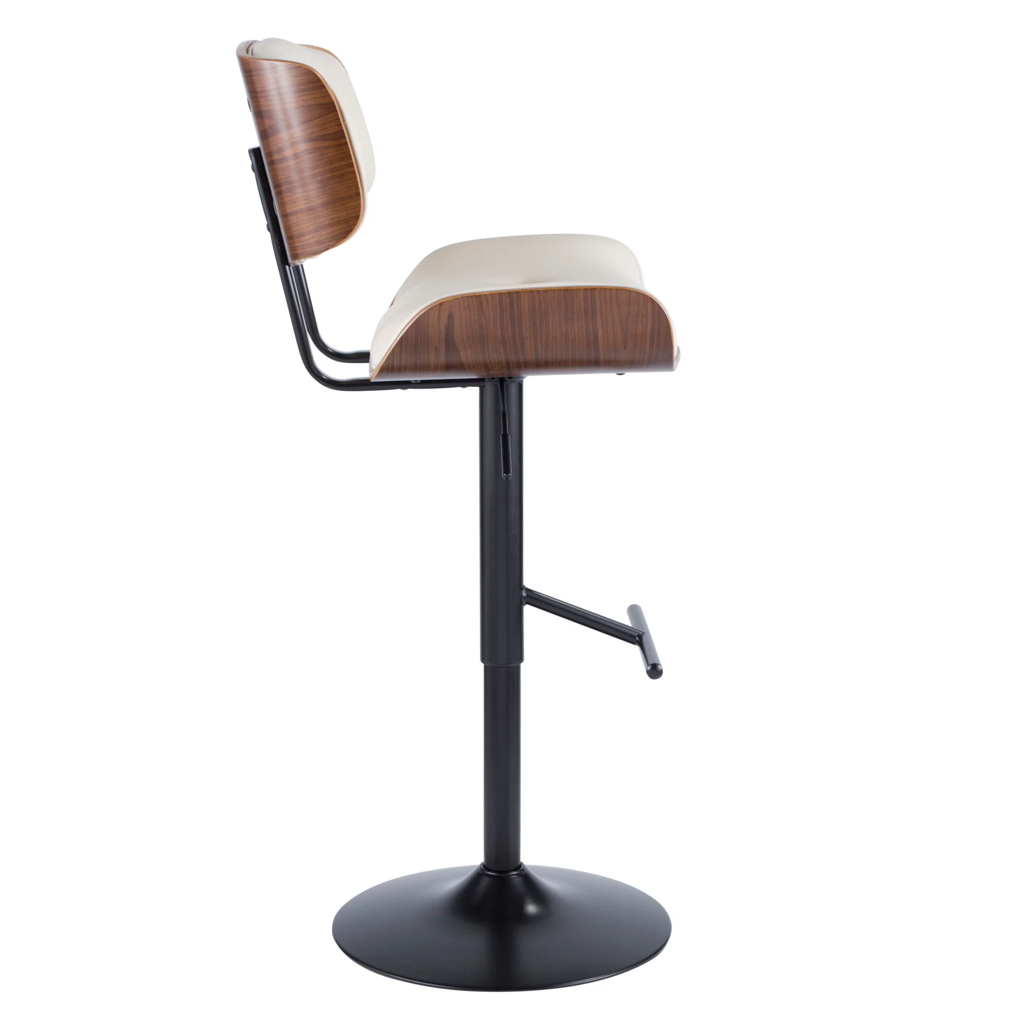 Lombardi - Mid Century Modern Adjustable Barstool With Swivel With Straight T Footrest (Set of 3) - Image 14
