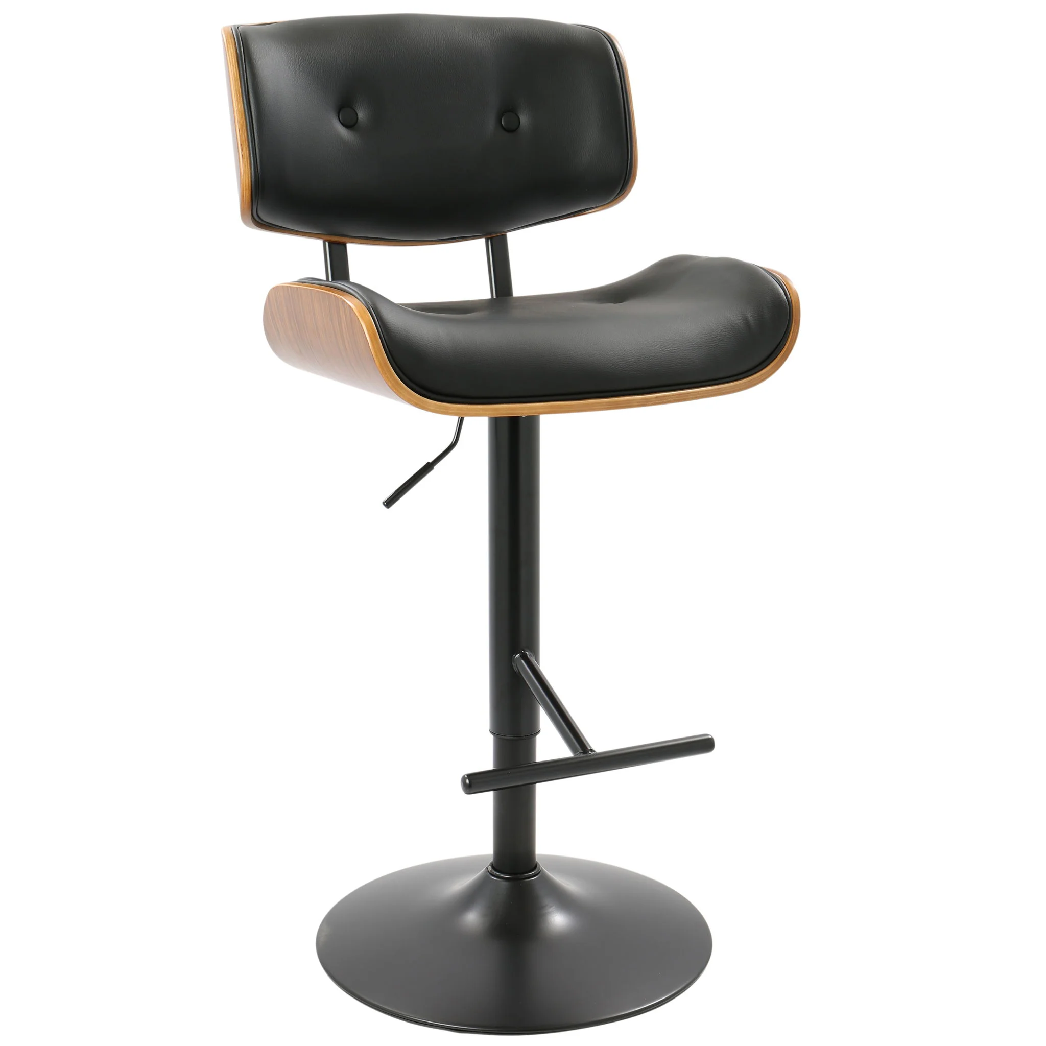 Lombardi - Mid Century Modern Adjustable Barstool With Swivel With Straight T Footrest (Set of 3) - Image 7