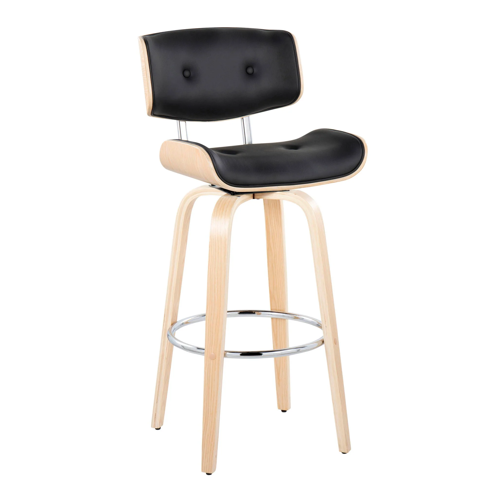 Lombardi - Mid Century Modern Fixed Height Barstool With Swivel With Round Footrest (Set of 2) - Image 10