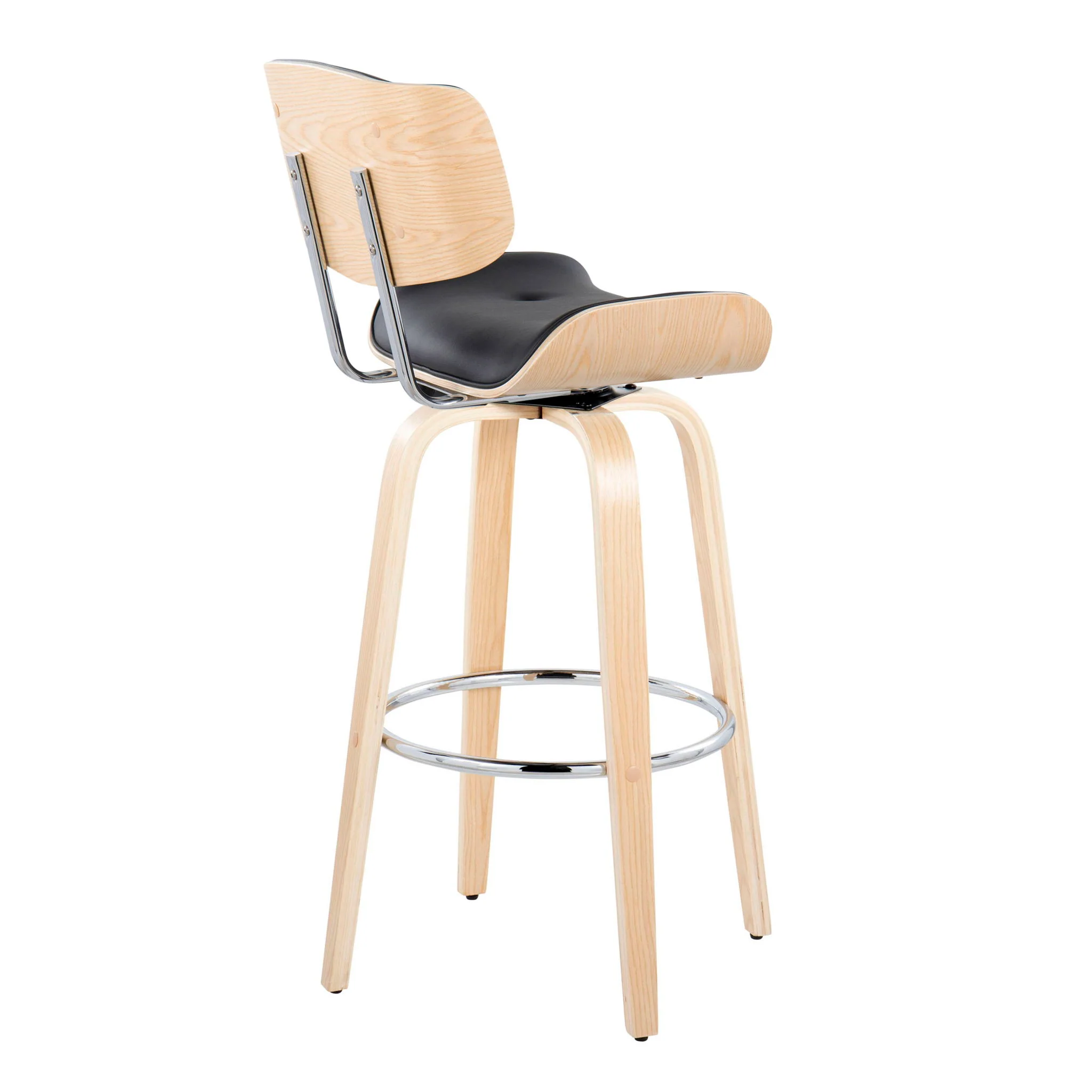 Lombardi - Mid Century Modern Fixed Height Barstool With Swivel With Round Footrest (Set of 2) - Image 11