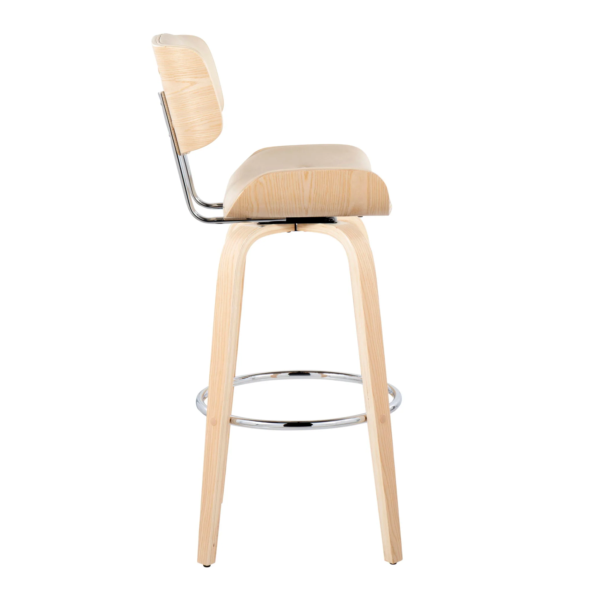 Lombardi - Mid Century Modern Fixed Height Barstool With Swivel With Round Footrest (Set of 2) - Image 14
