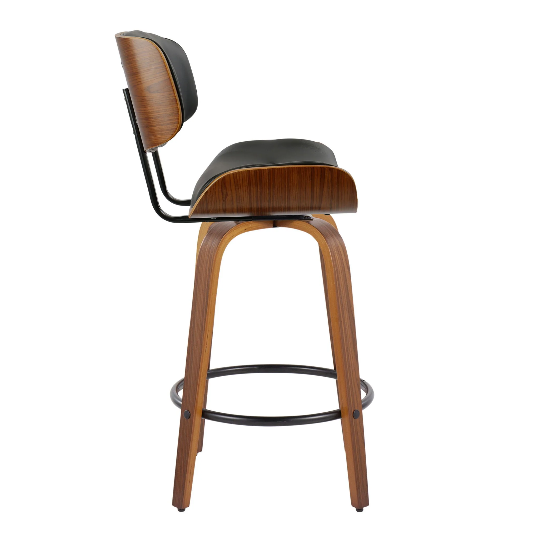 Lombardi - Mid-Century Modern Fixed Height Counter Stool With Swivel With Round Footrest (Set of 2) - Image 11