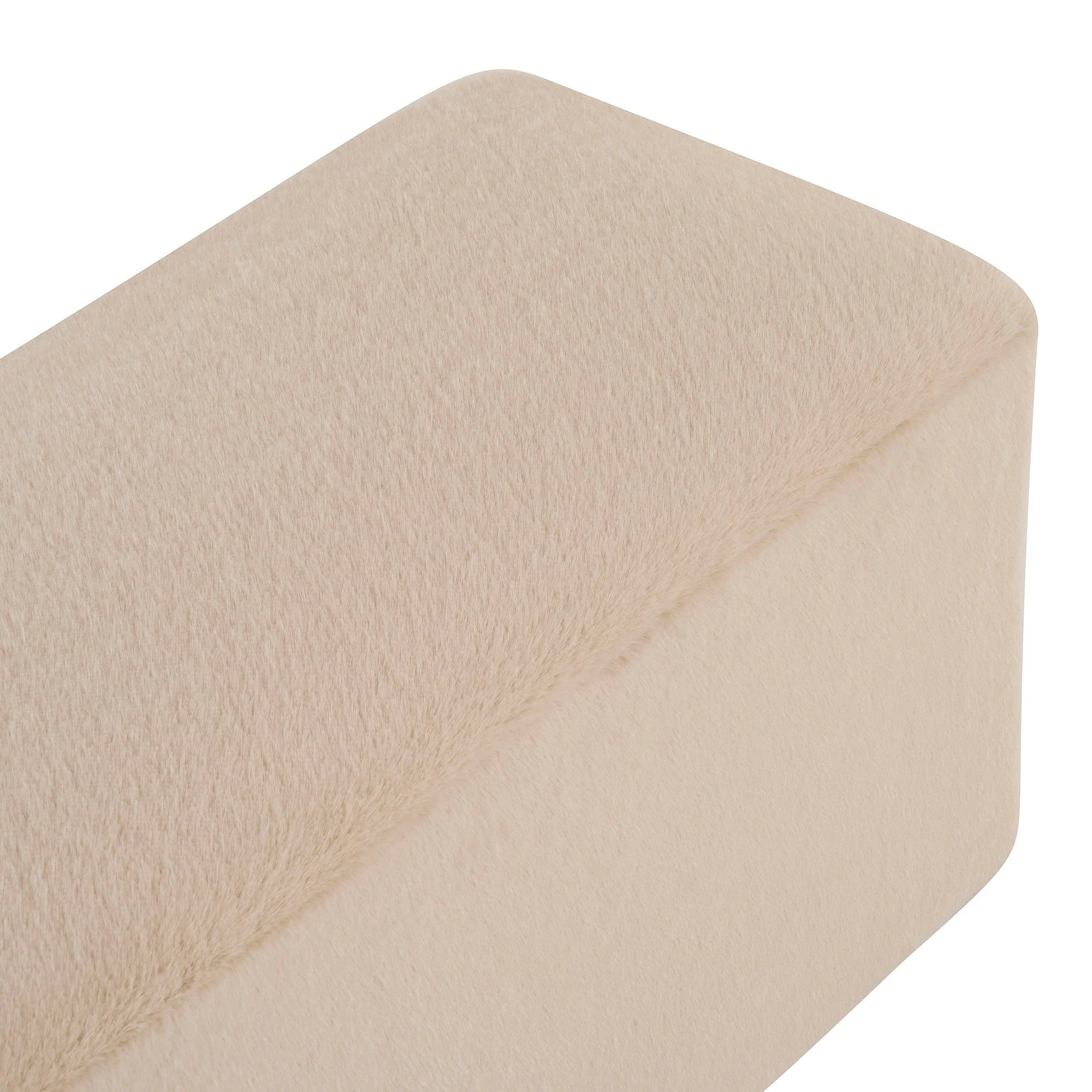 Long Plush Ottoman, Simple Footstool And Seat For Home Use - Almond - Image 2