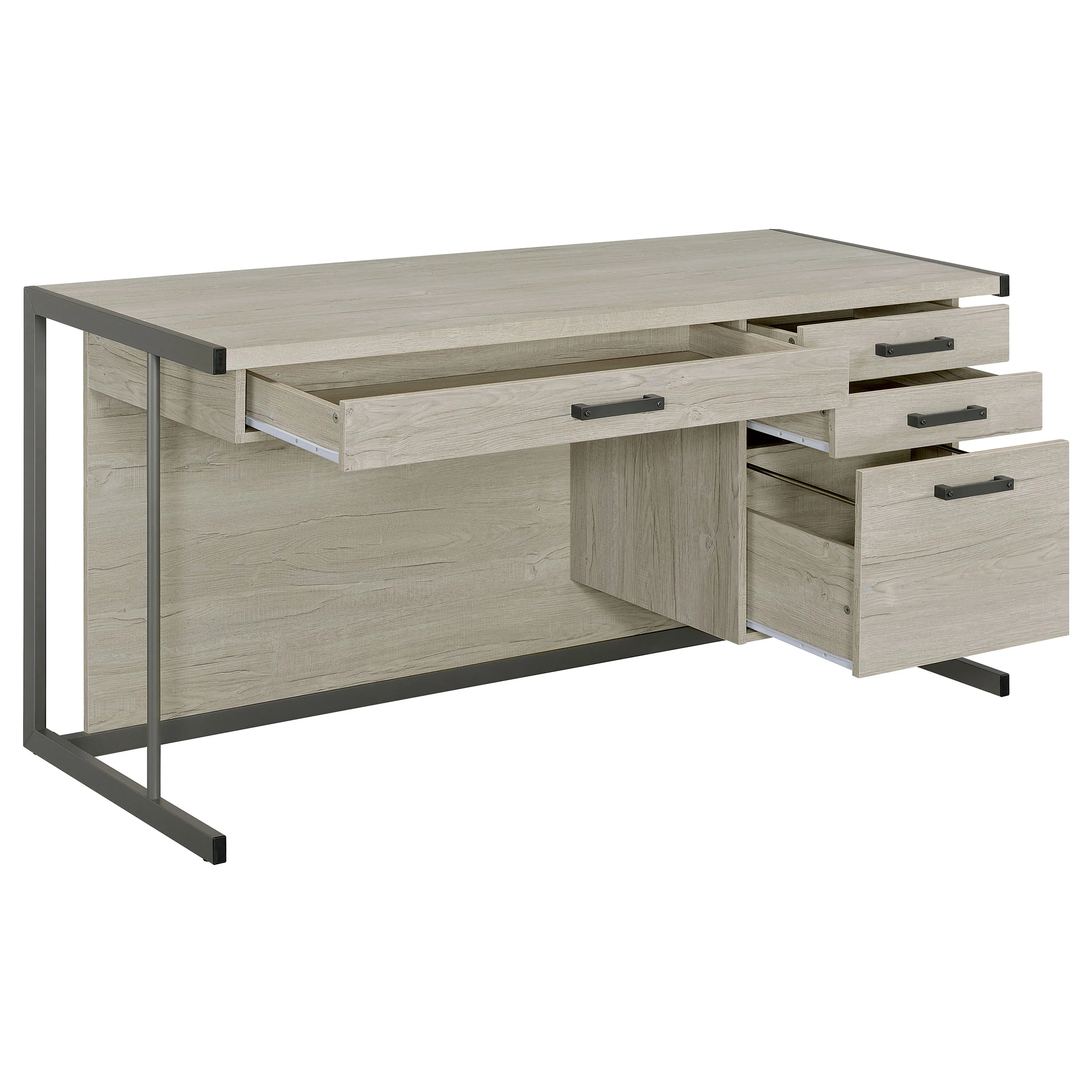 Loomis 60-Inch 4-Drawer Computer Desk in Whitewashed Grey - Image 5