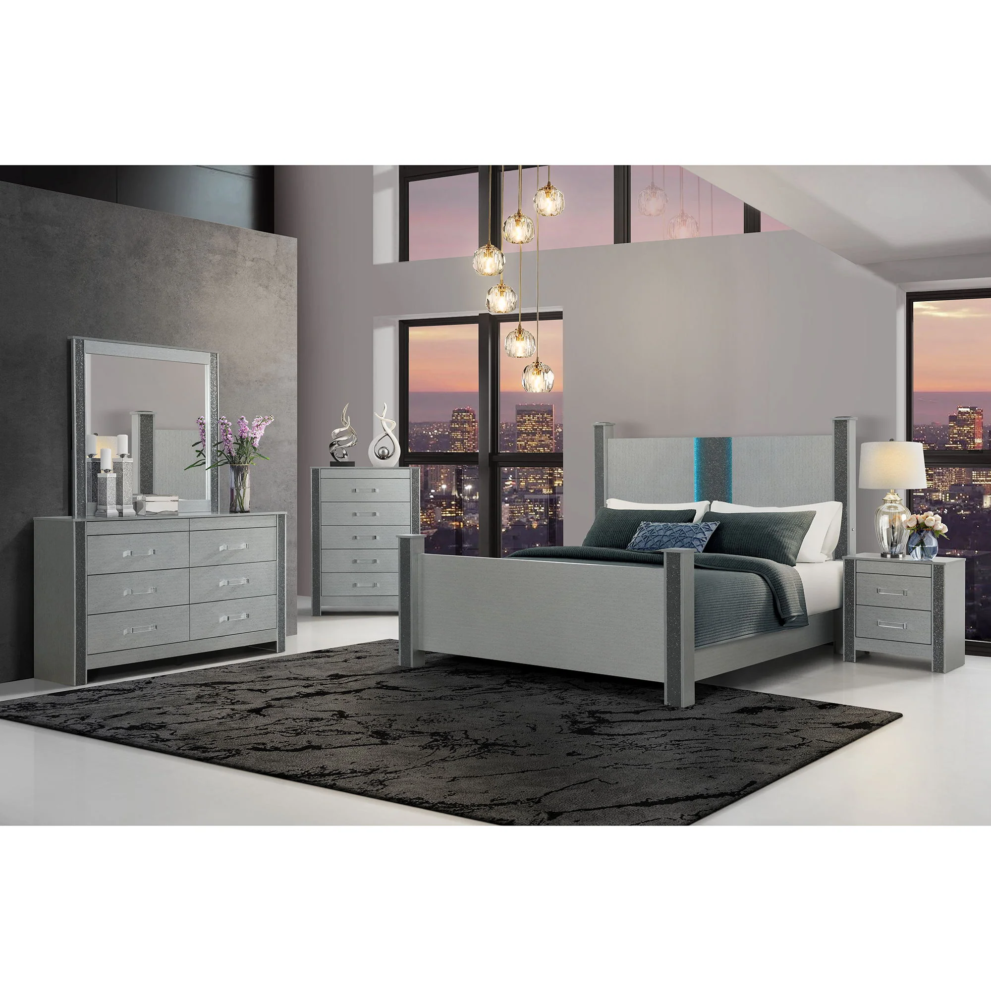 Lorenzo - Dresser With Hidden Jewelry Compartment And Bar Handles In - Silver - Image 2