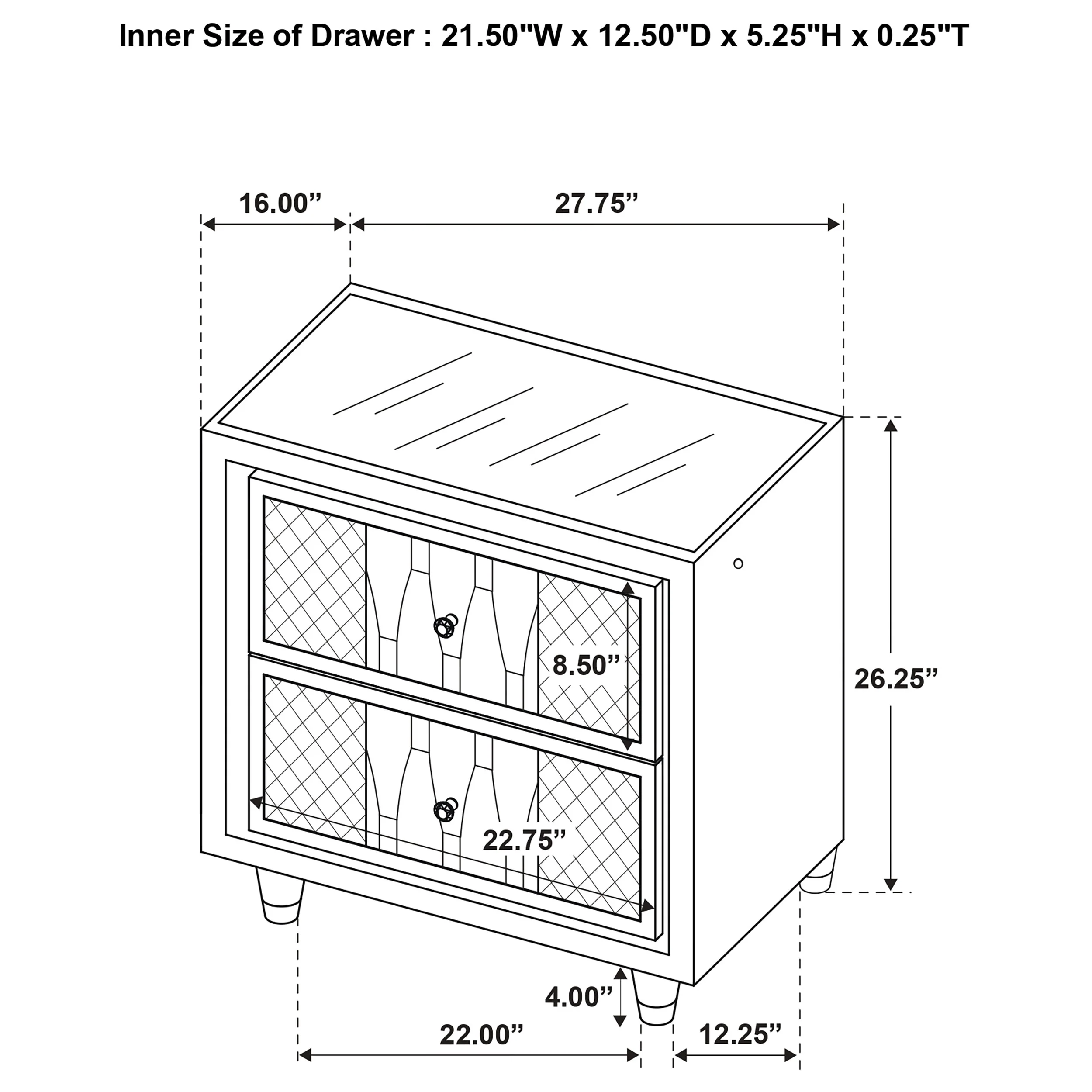 Lorient 2-Drawer LED Nightstand with USB, Black Velvet - Image 14