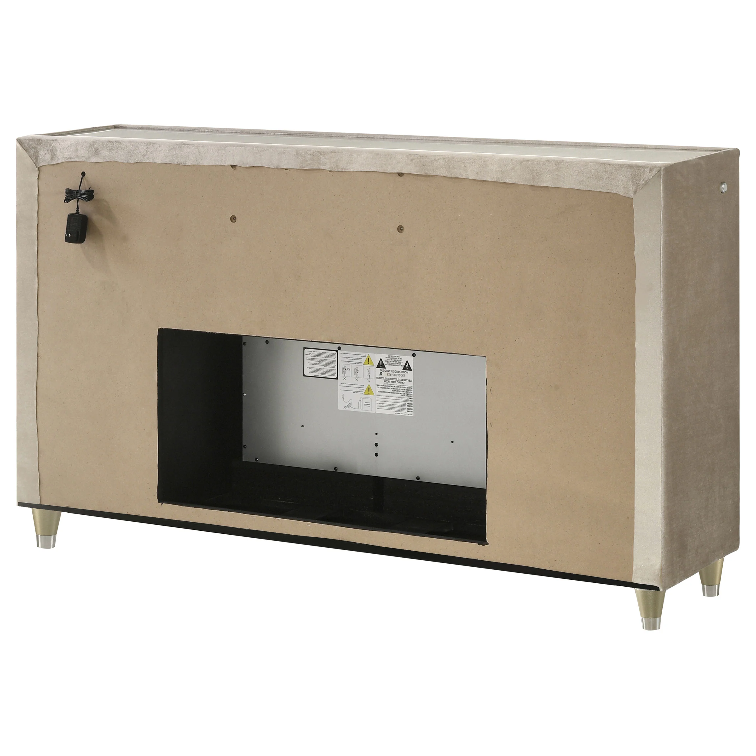 Lorient 8-Drawer LED Flame Box Dresser Ivory Camel - Image 6