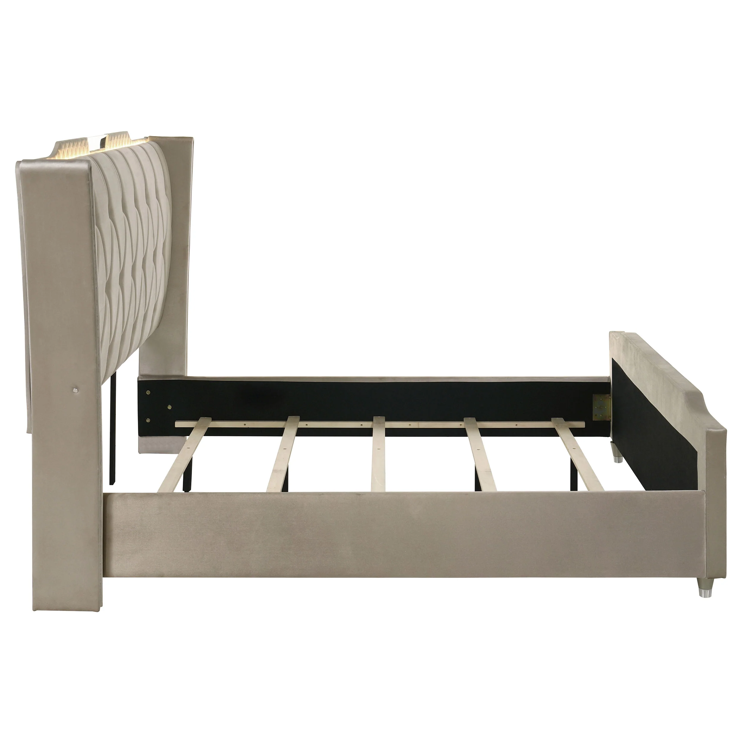 Lorient Eastern King LED Upholstered Bed Ivory Camel - Image 6