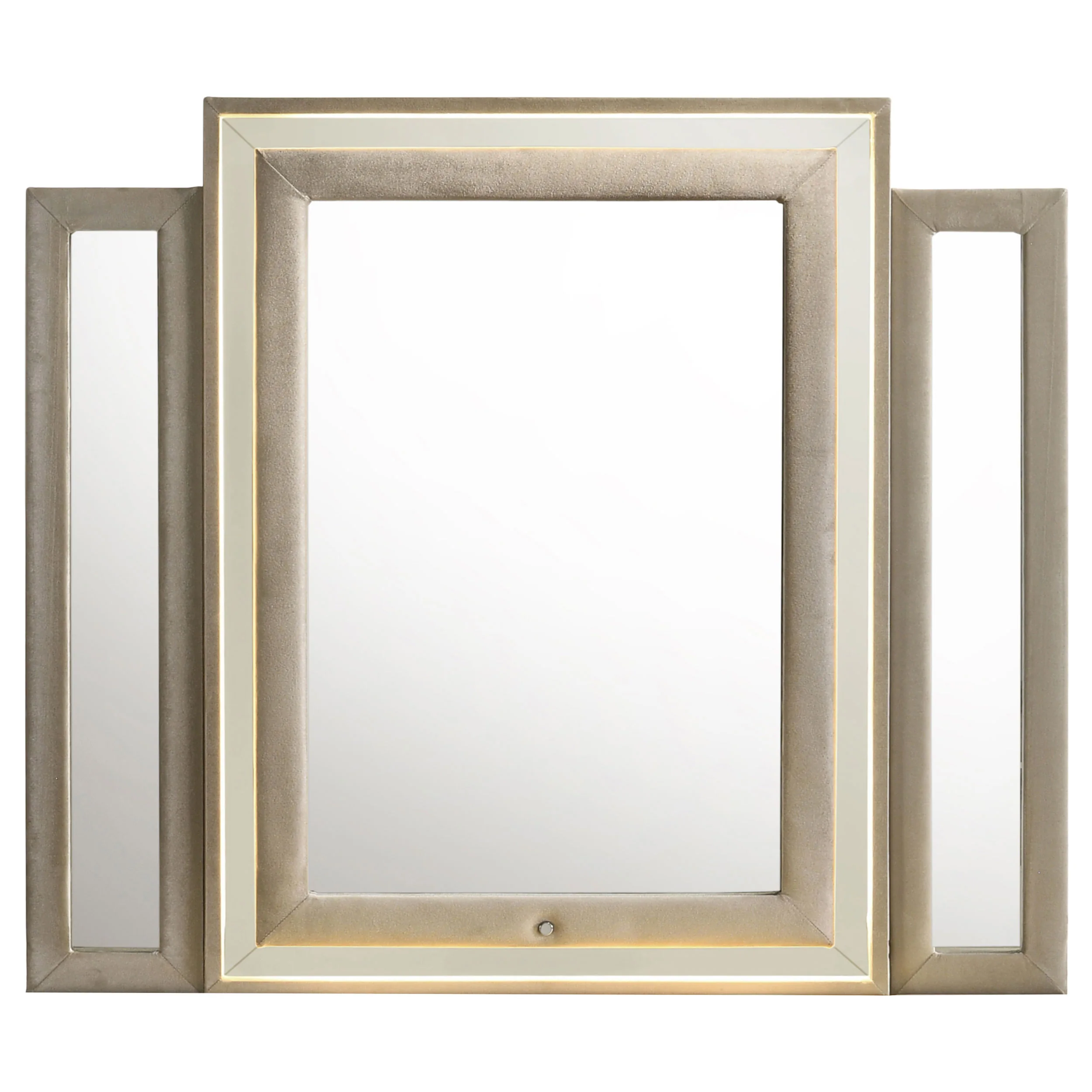 Lorient LED Dresser Mirror in Ivory and Camel - Image 4