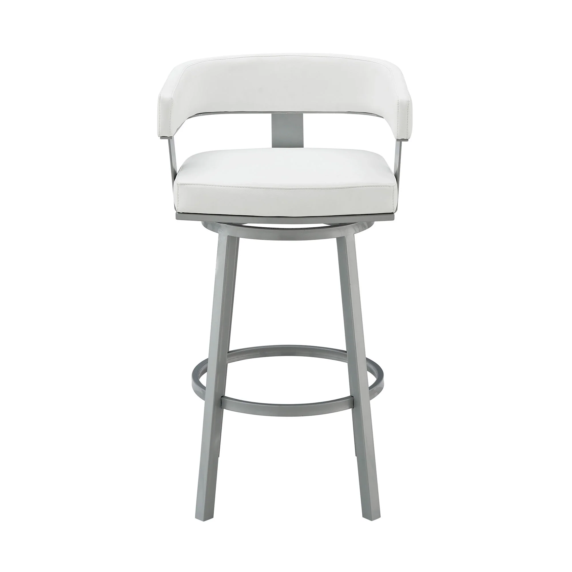 Lorin - 30" Bar Height Swivel Bar Stool - Silver / White - Image 9
