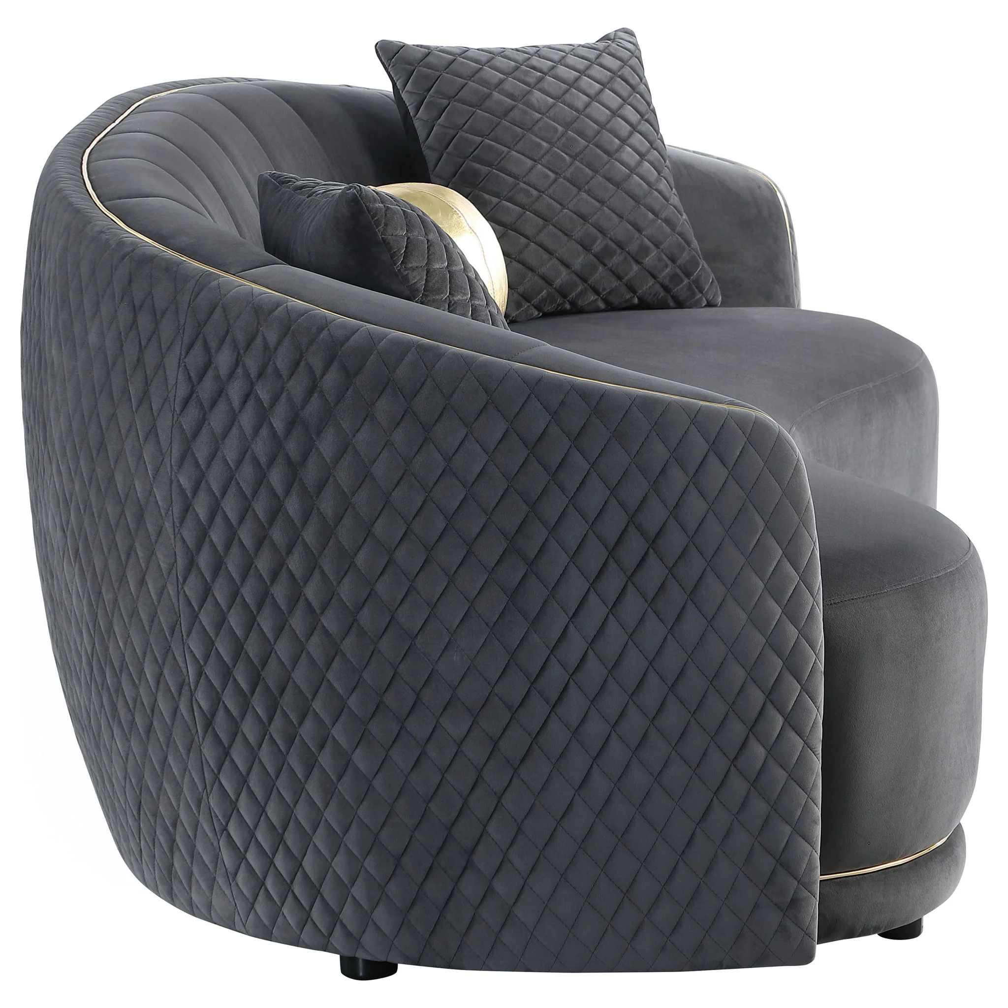 Lorraine - 2 Piece Upholstered Sofa Set With Tufting Trim - Dark Gray - Image 9