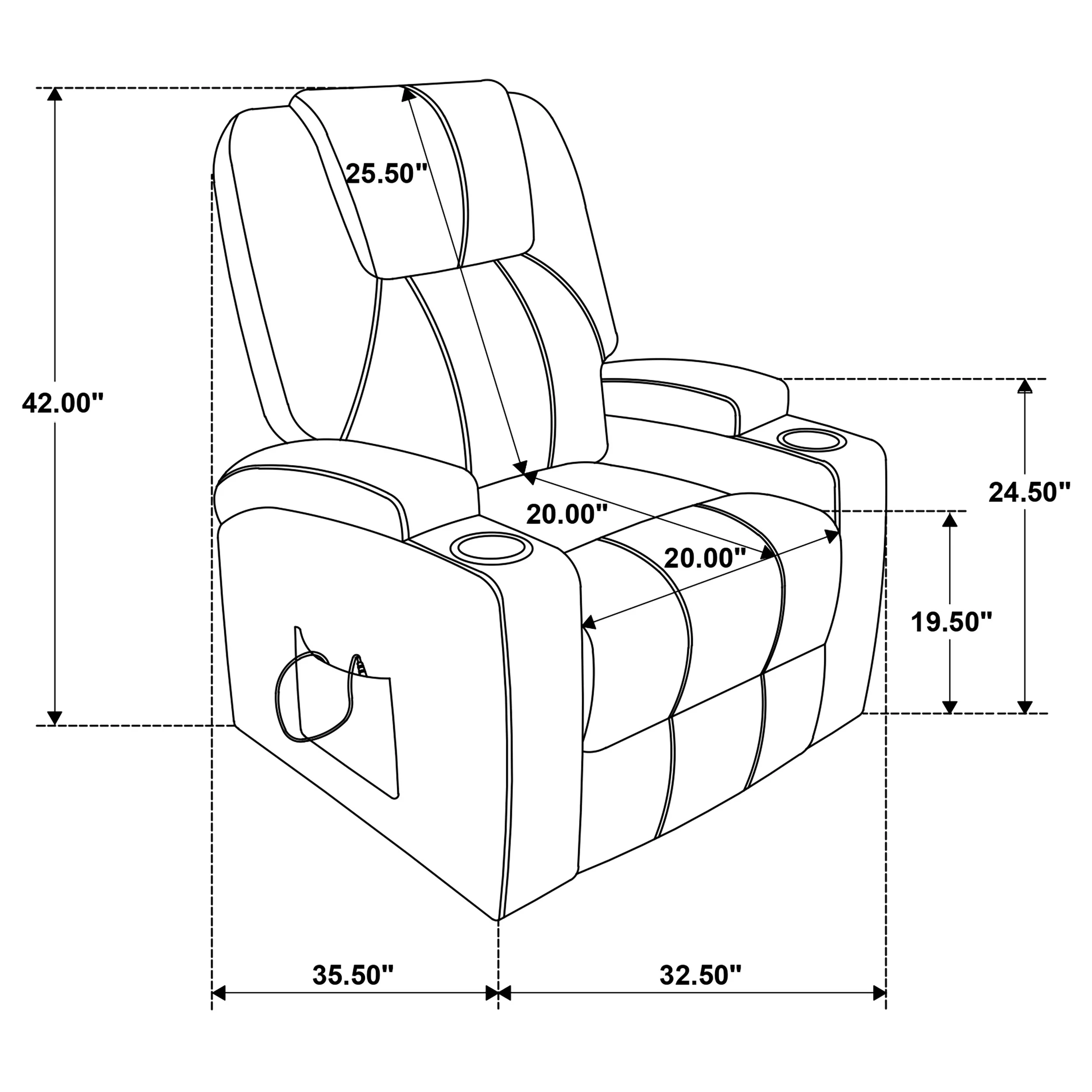 Louie Chenille Upholstered Power Lift Massage Chair Brown - Image 11