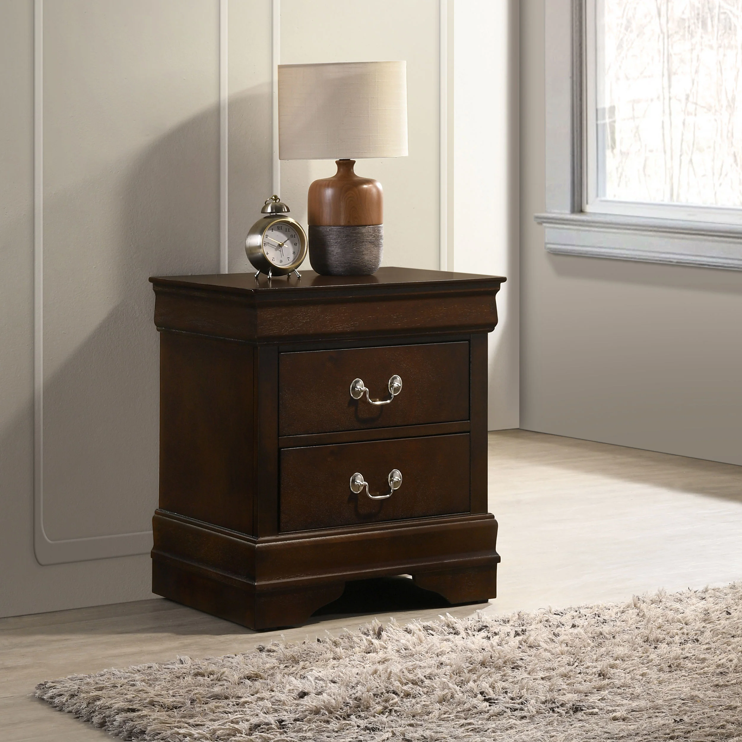 Louis Philippe 2-Drawer Nightstand Cappuccino - Image 3