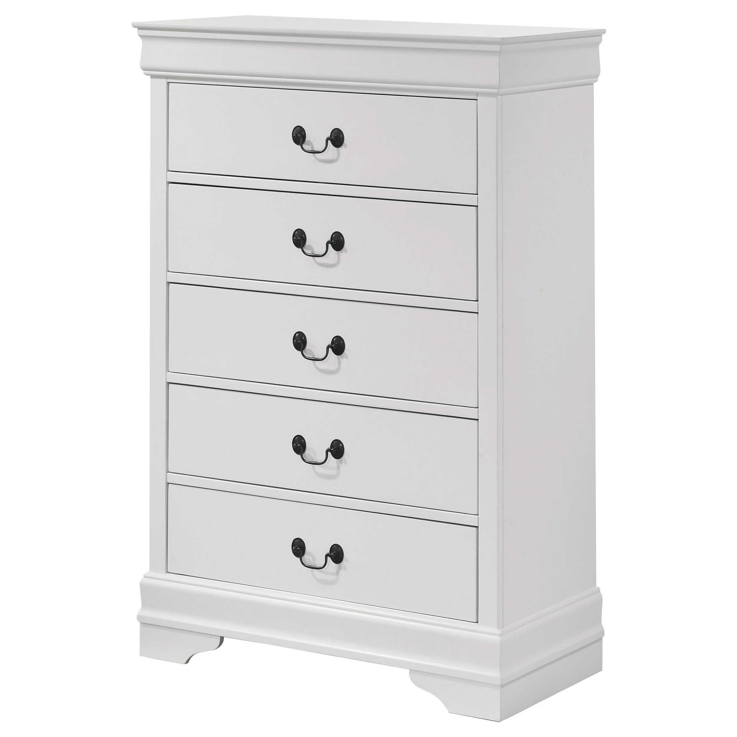 Louis Philippe 5-Drawer Bedroom Chest in White - Image 4