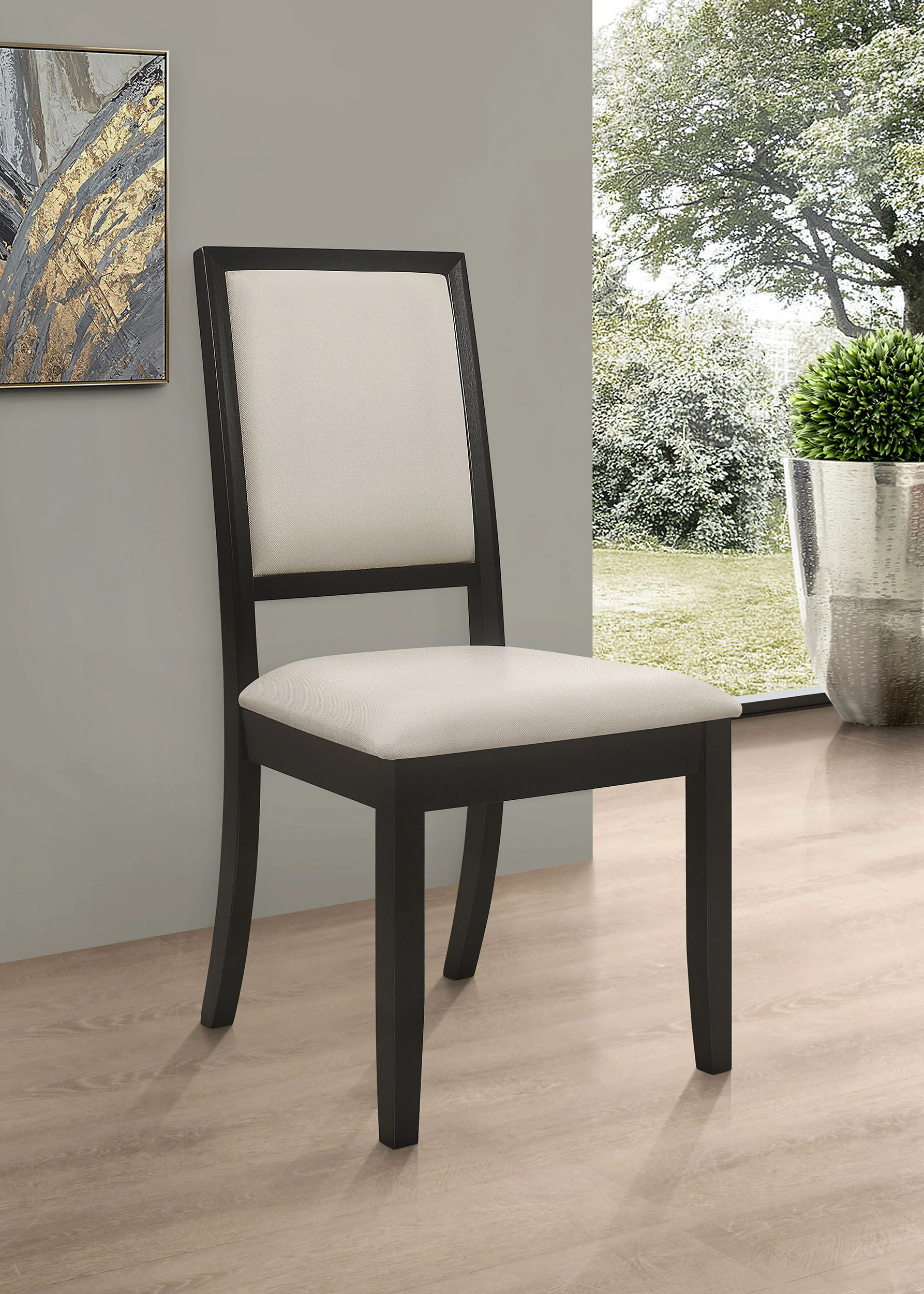 Louise Upholstered Wood Dining Side Chair Black (Set of 2) - Image 5