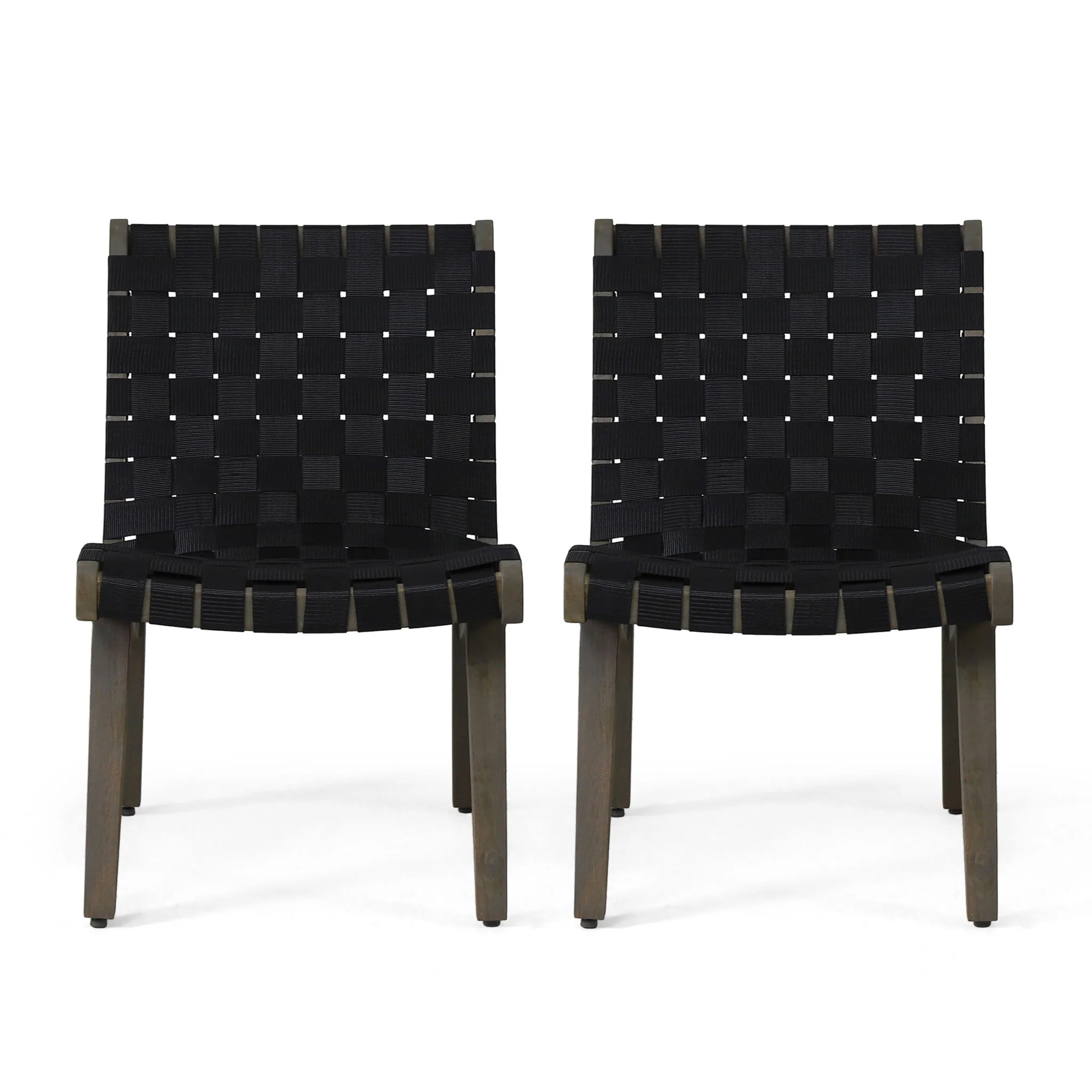 Lounge Chair With Stunning Rope Weave Design, (Set of 2) - Black - Image 5