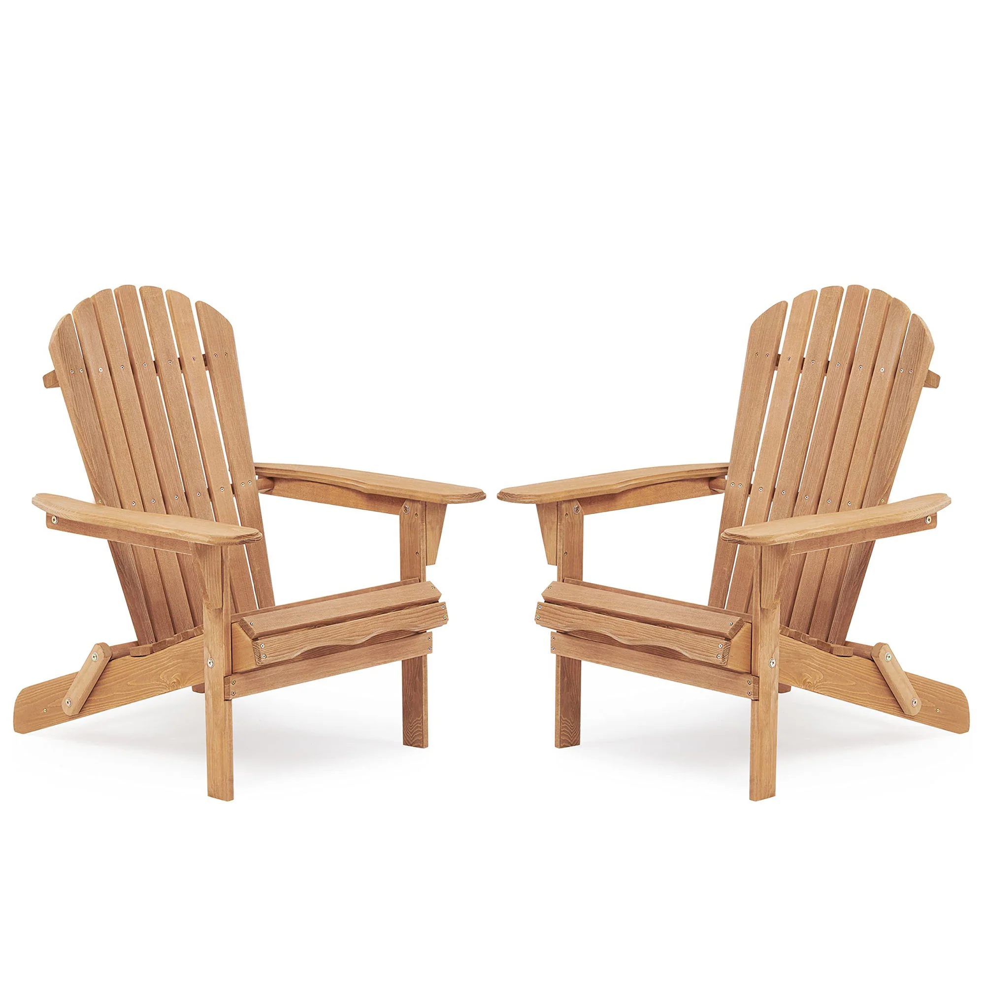 Lounge Patio Chair For Garden Outdoor Wooden Folding Adirondack Chair (Set of 2) Solid Cedar Wood Lounge Patio Chair For Garden - Image 4