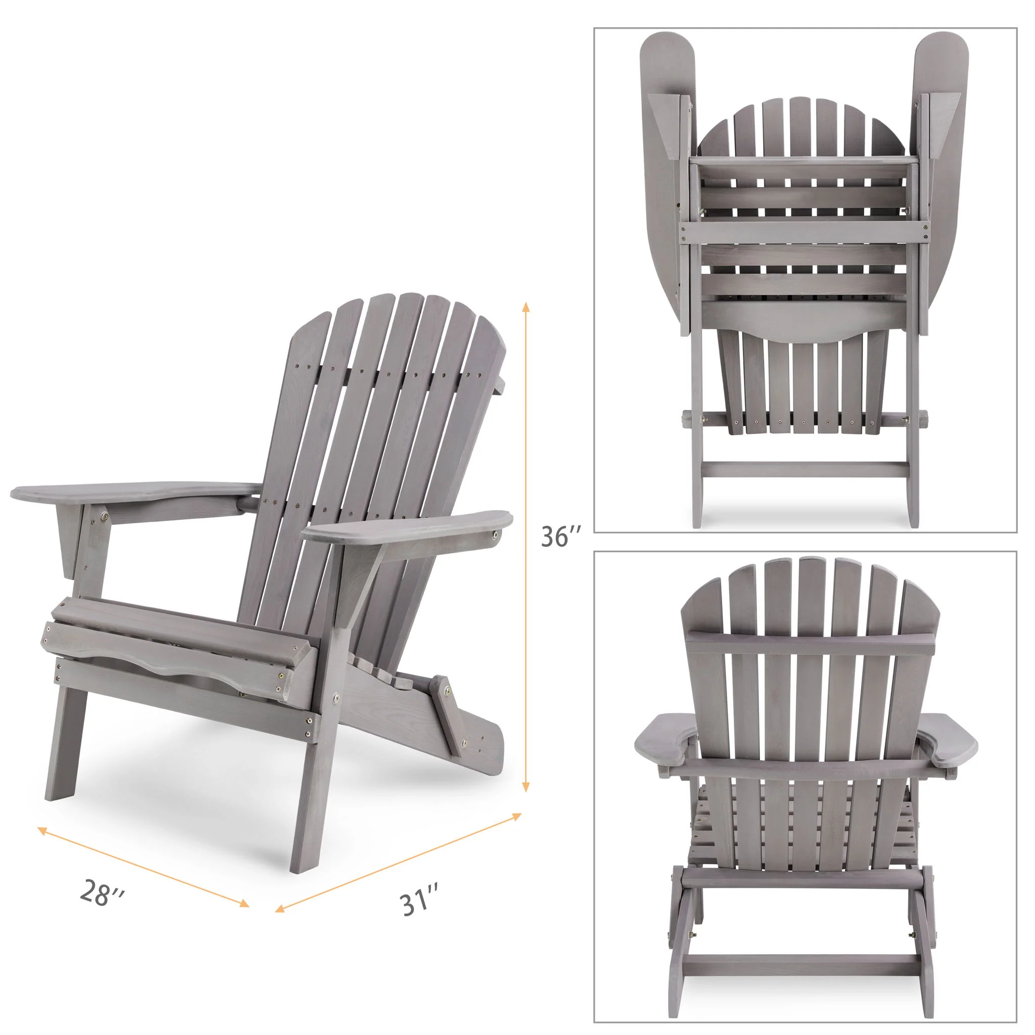Lounge Patio Chair For Garden Outdoor Wooden Folding Adirondack Chair (Set of 2) Solid Cedar Wood Lounge Patio Chair For Garden - Image 6