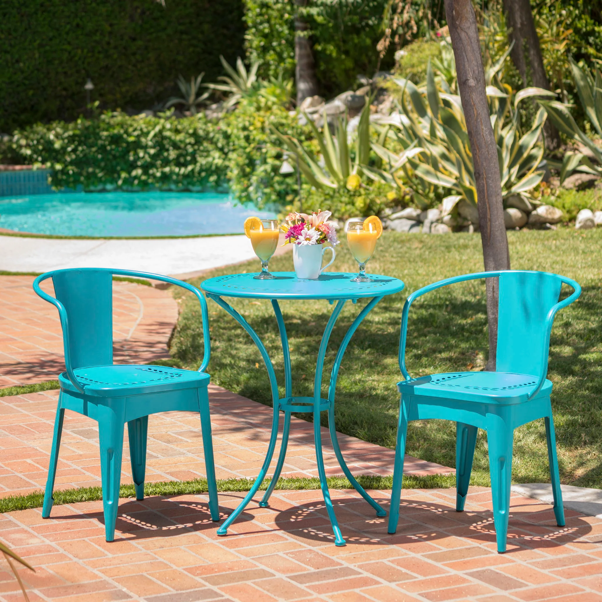 Lourdes - 3 Piece Metal Set - Teal - Image 7