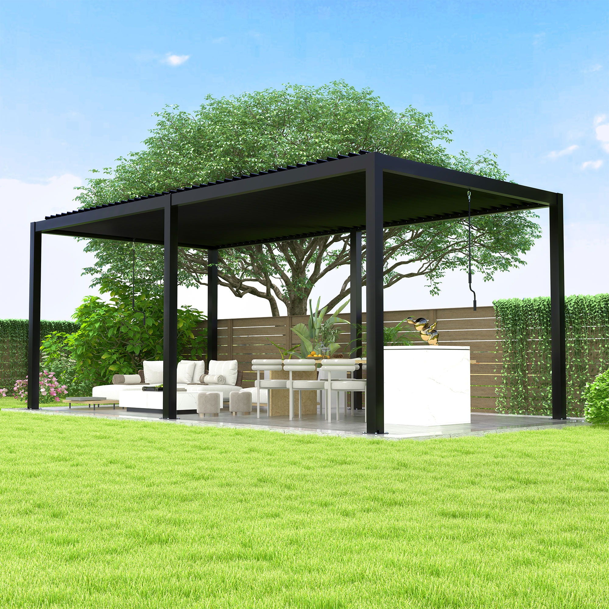 Louver Pergola Steel Louvers & Frame - Black - Image 8