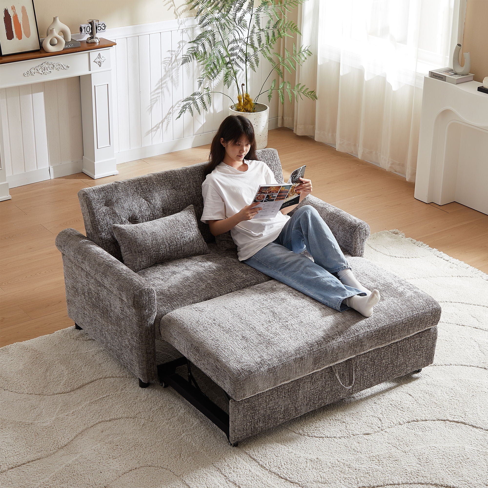 Loveseat Sofa Bed, Pull - Out Couch Sleeper & 2 Pillows - Image 13