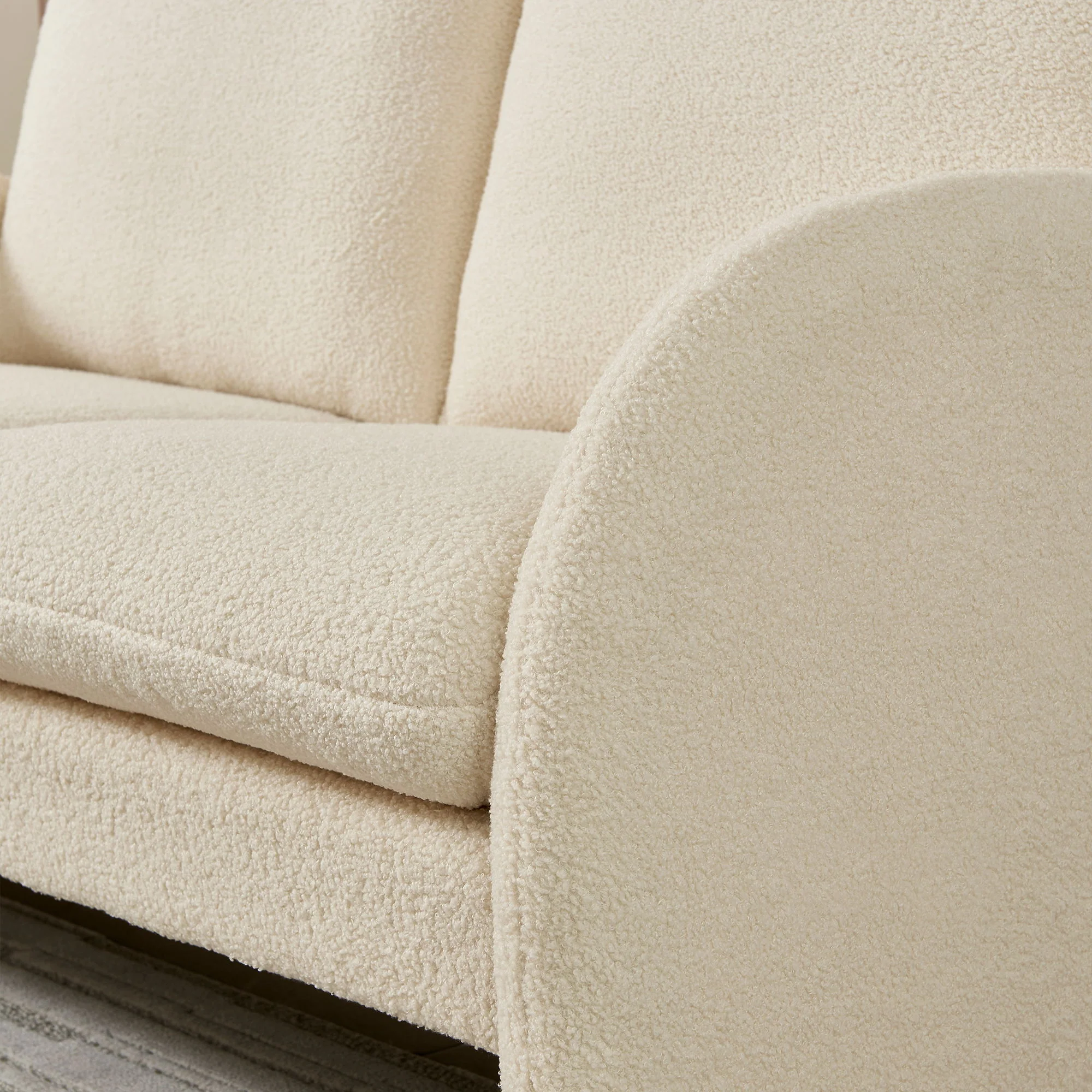 Loveseat Sofa Small Couch For Living Room, Sherpa Fabric Upholstered Loveseat Sofa Couch, Small Loveseat Sofa For Apartment, Bedroom - Image 6