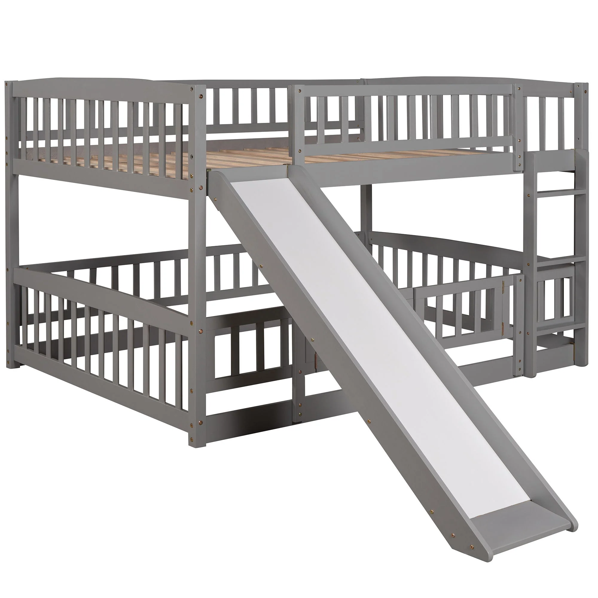 Low Bunk Bed With Slide, Fence And Ladder - Image 34