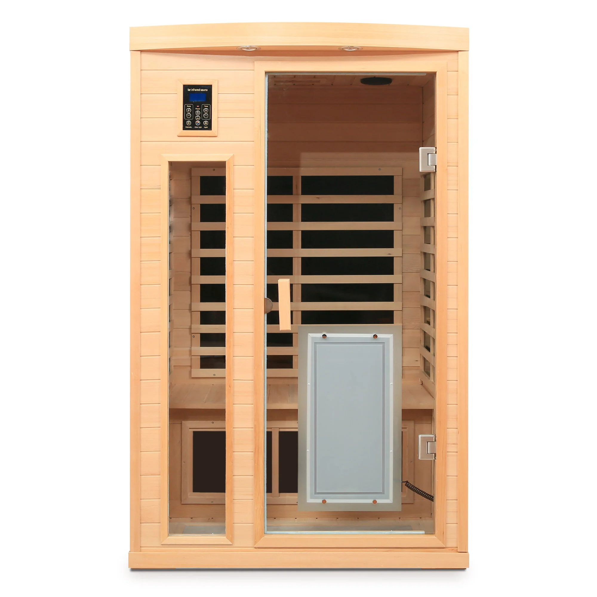 Low Emf Front Door With Heating Panel 2 Person Hemlock Far Infrared Indoor Suana Room - Natural - Image 7