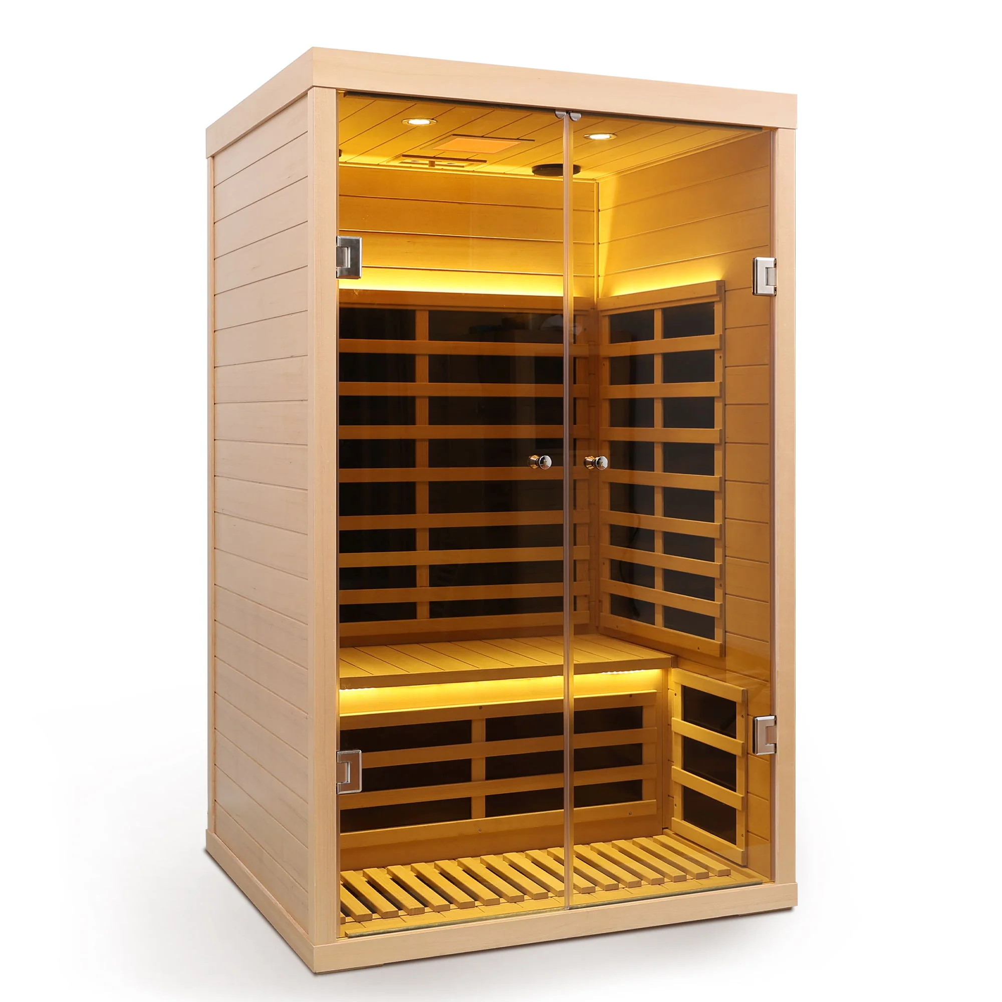 Low EMF, Wide Space Hemlock Double Doors Great Glass Luxury Indoor Far Infrared Sauna Room - Image 2
