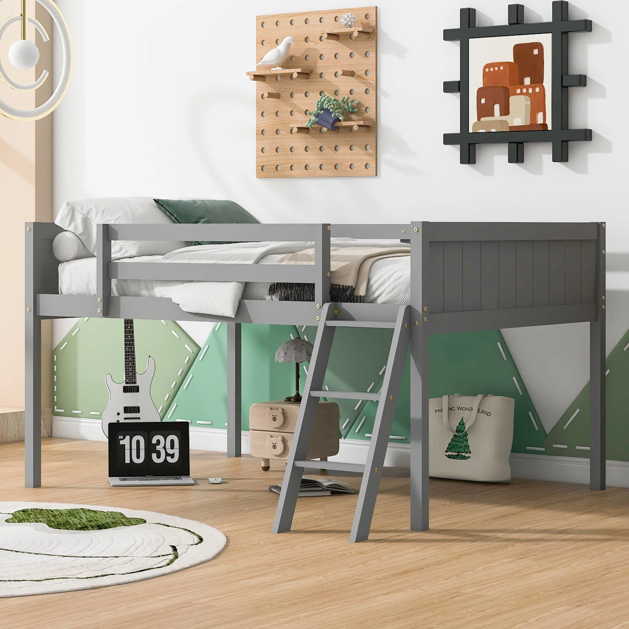 Low Loft Bed With Adjustable Ladder - Image 16