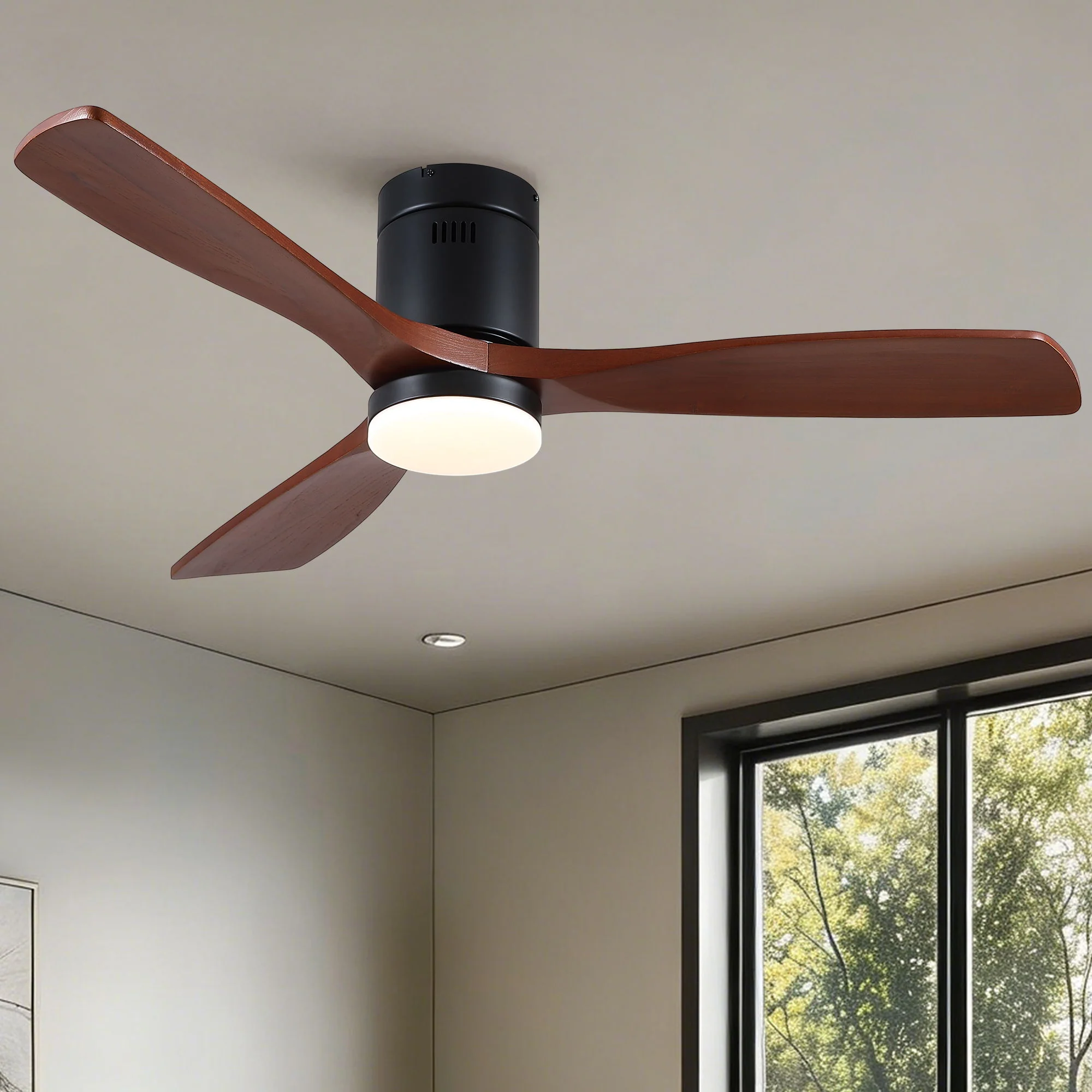 Low Profile Flush Mount Intergrated LED Ceiling Fan With Light And Silent Reversible Motor - Image 12