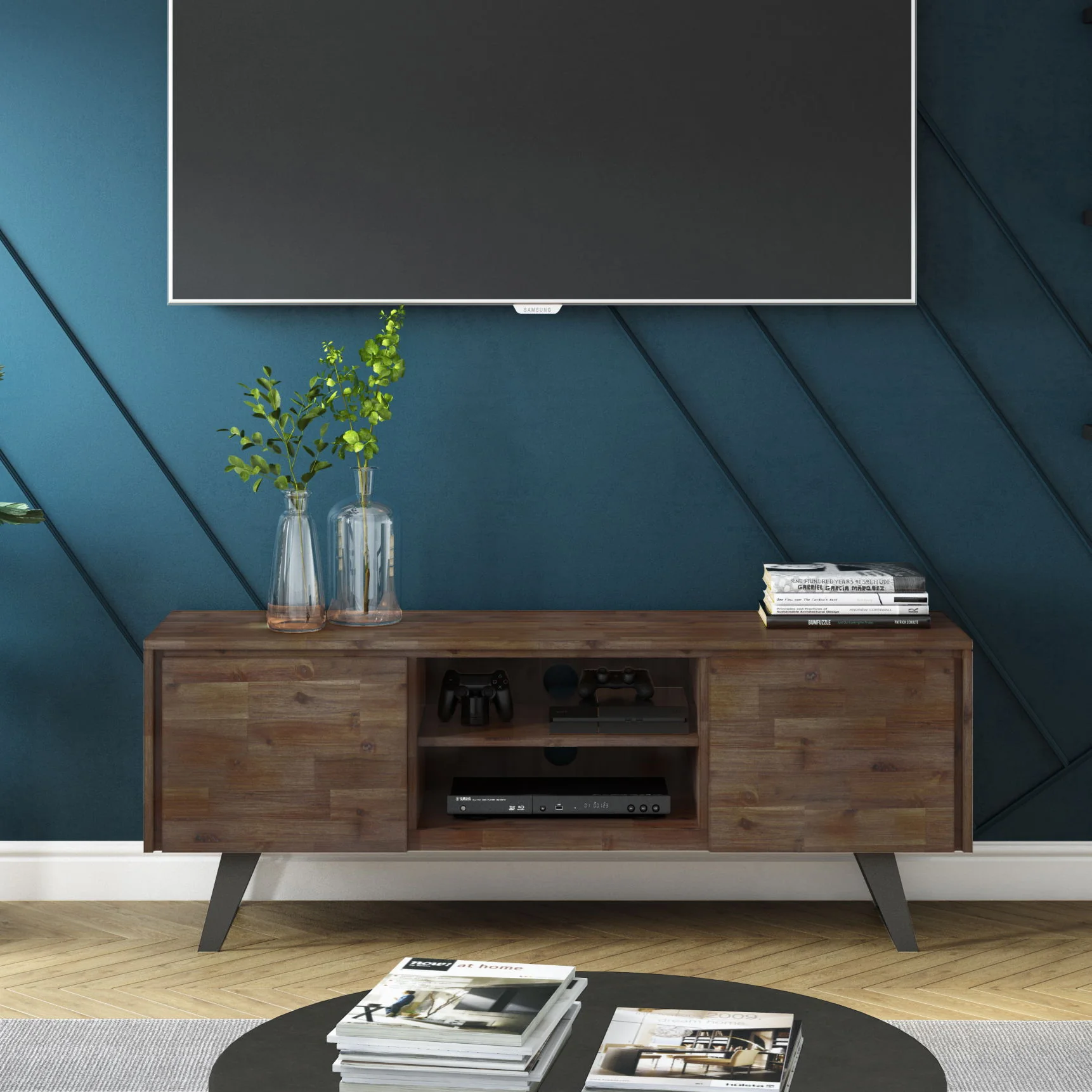 Lowry - TV Media Stand - Rustic Natural Aged Brown - Image 5