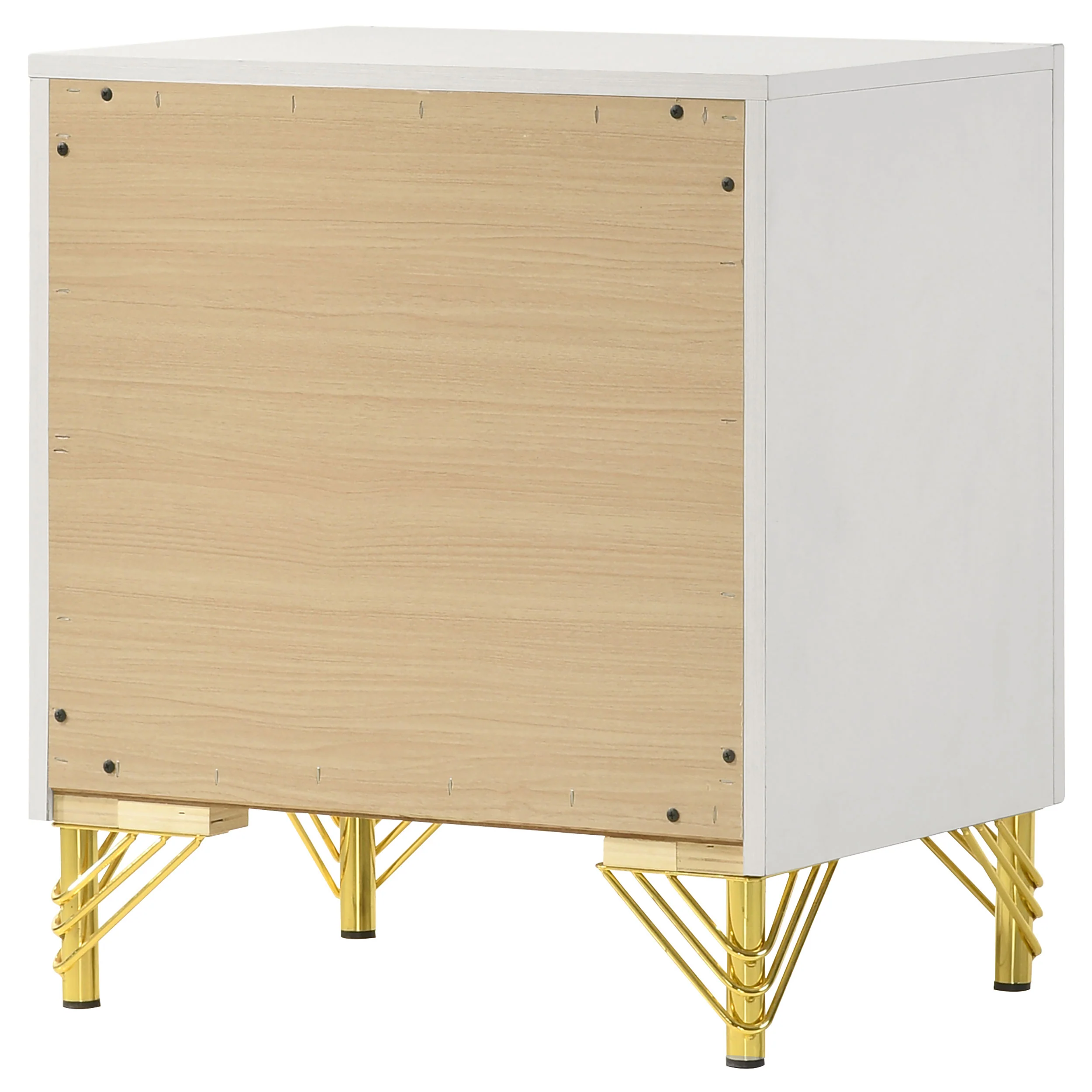 Lucia 2-Drawer Nightstand, White with Metallic Trim - Image 7