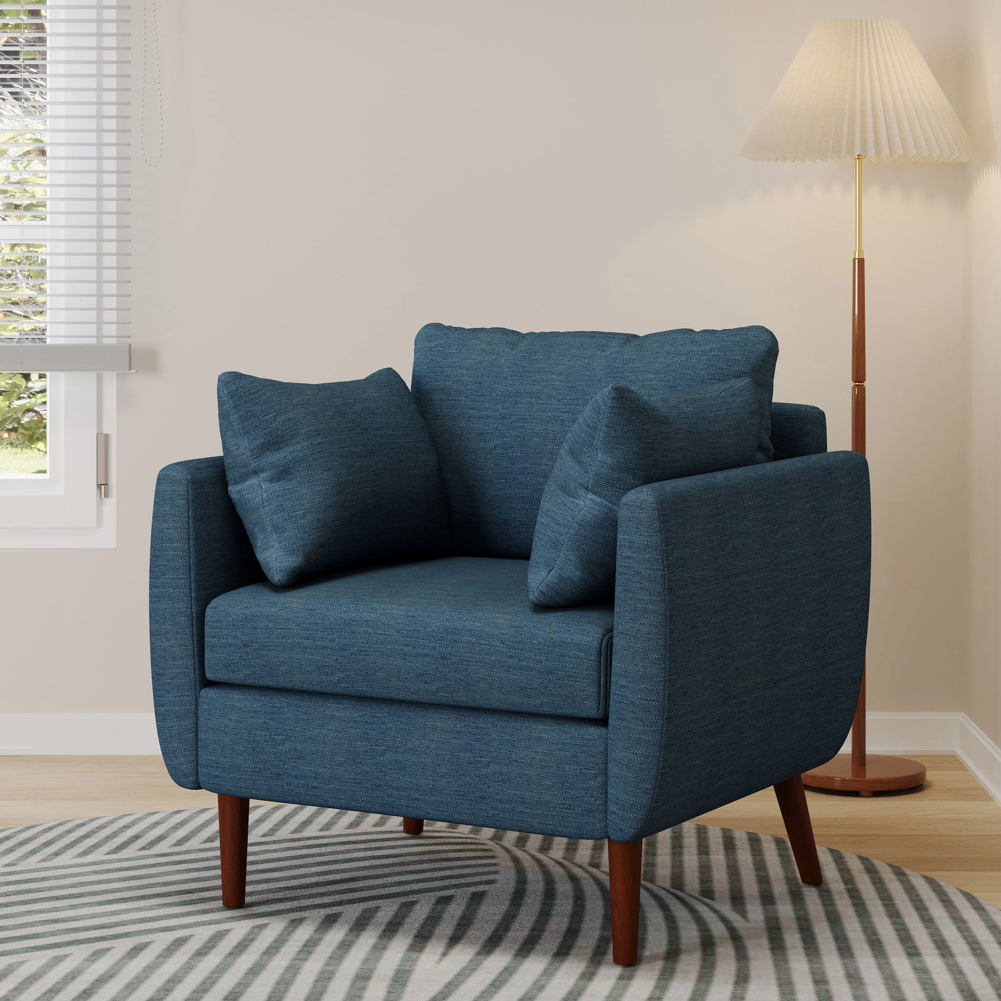 Luminate - Upholstered Fabric Club Chair With Tapered Legs And 2 Accent Pillows - Image 6