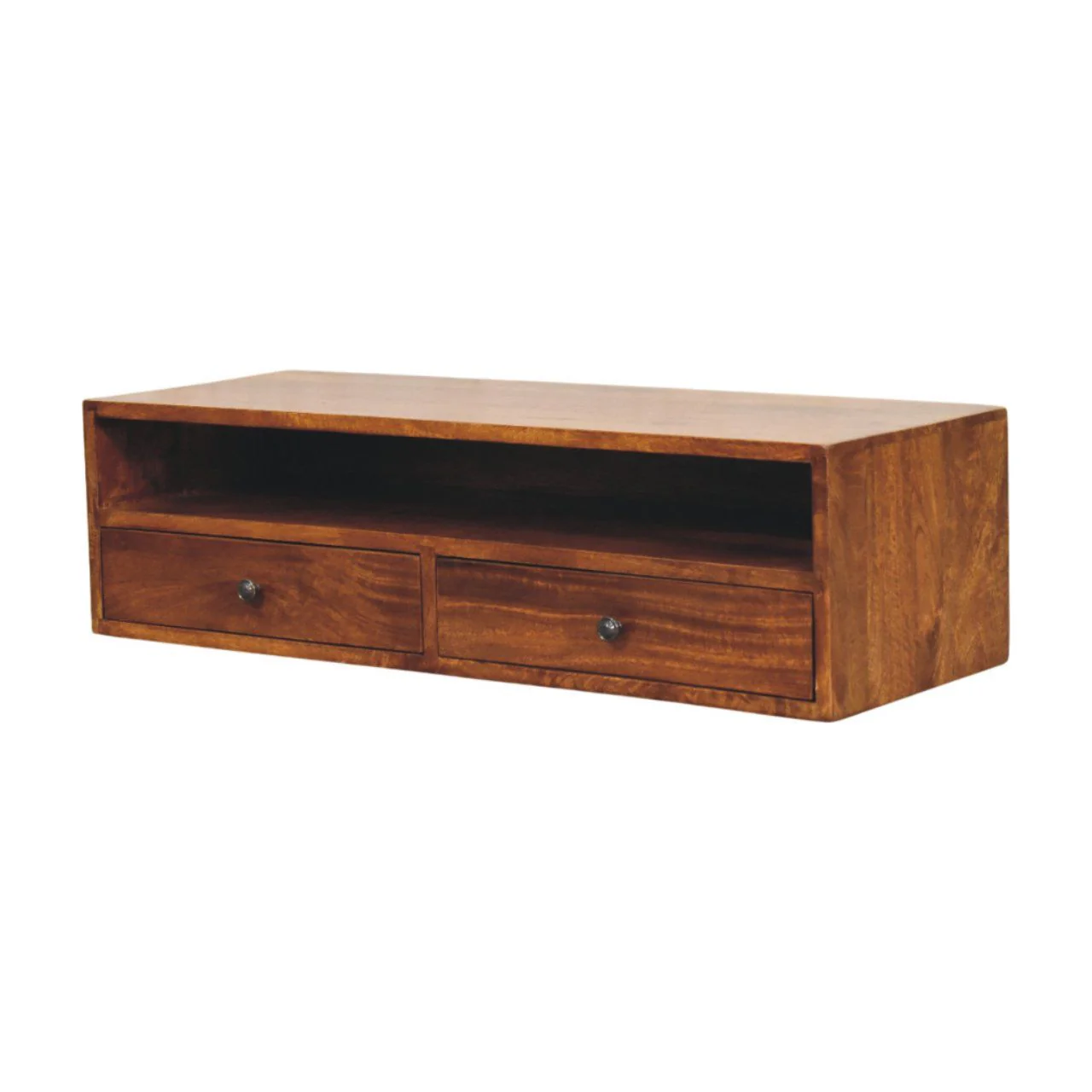 Lunar - 2 Drawer Wall Mounted Media Unit - Brown - Image 7