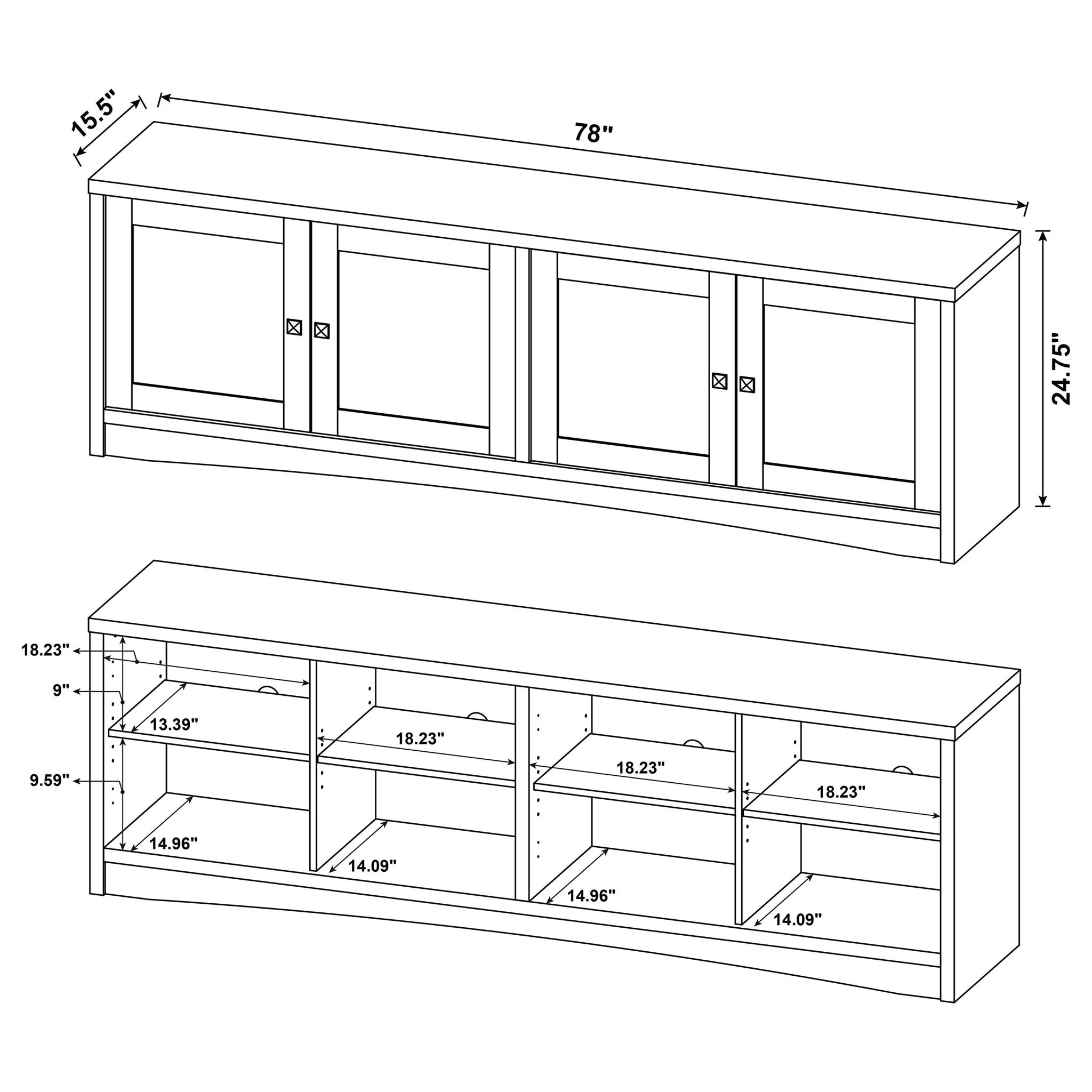 Lunetta - 3 Piece TV Stand With Media Towers - Pine Wood - Image 6