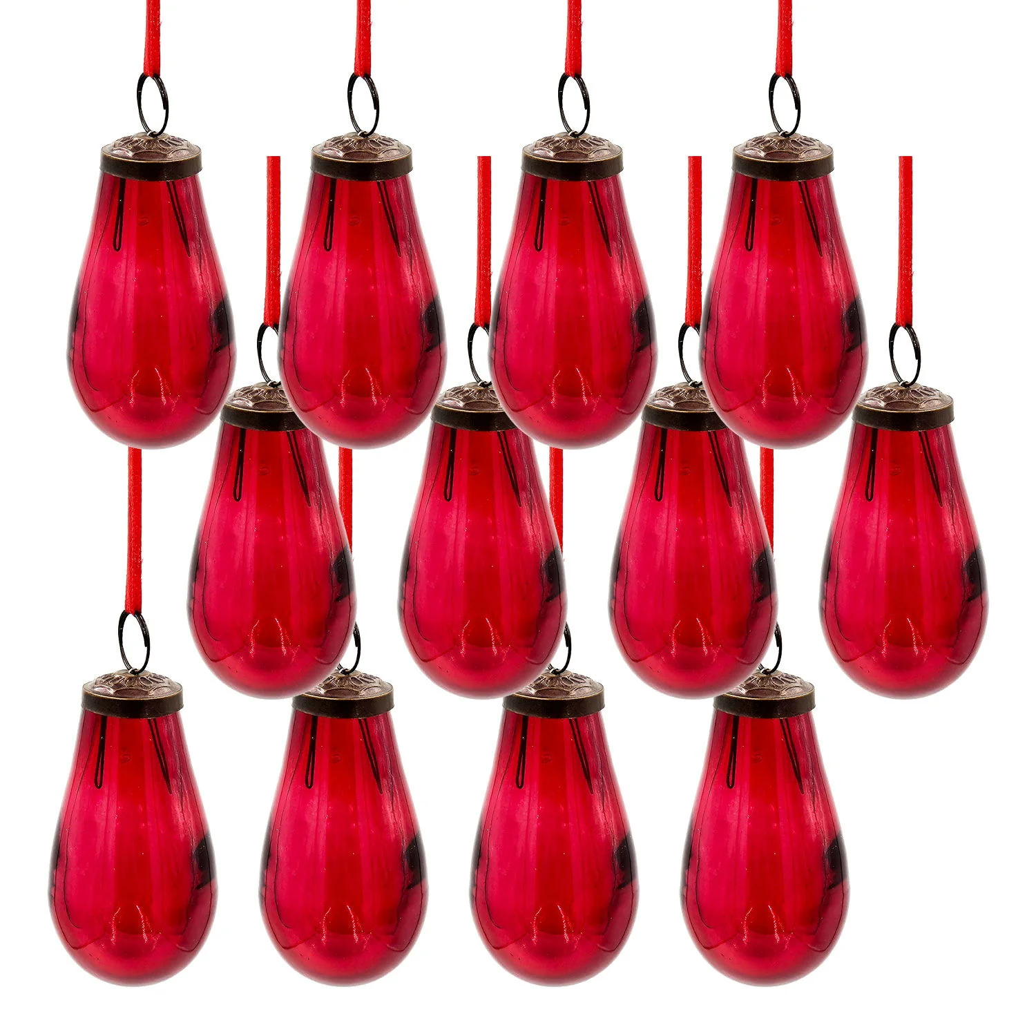 Luster Tear Drop Ornament, Glass Decorative Hanging Christmas Tree Ornaments For Holiday Party Decorations (Set of 12) - Image 3