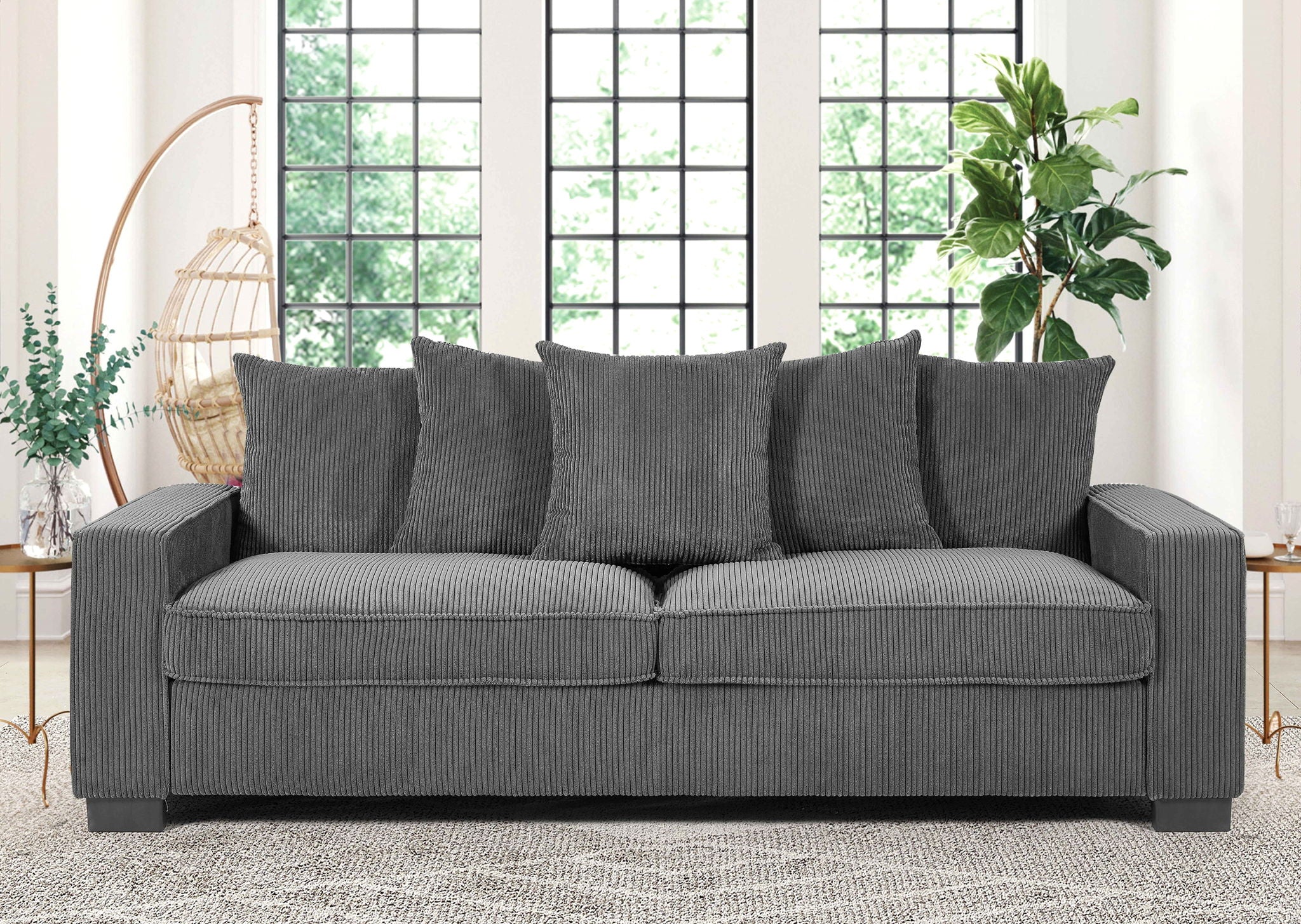 Luxe Sofa With 5 Matching Toss Pillows, Sleek Design, Spacious And Comfortable 3 Seater Couch - Image 23