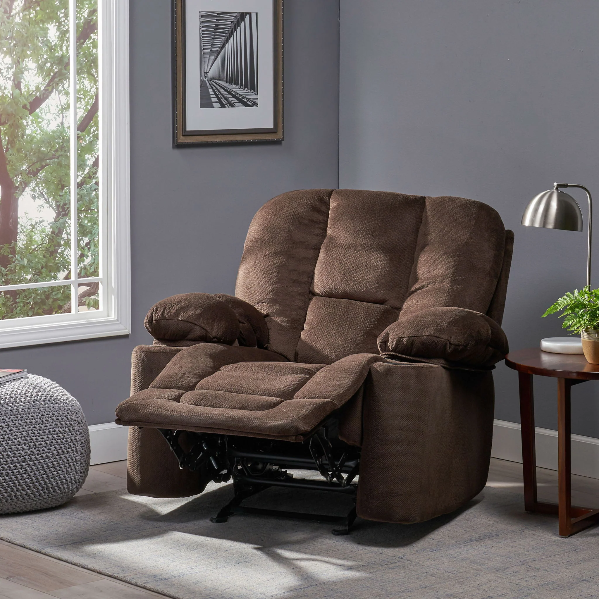 Luxurious Manual Recliner Chair With Skin-Friendly Fabric And Dual Cup Holders - Image 16