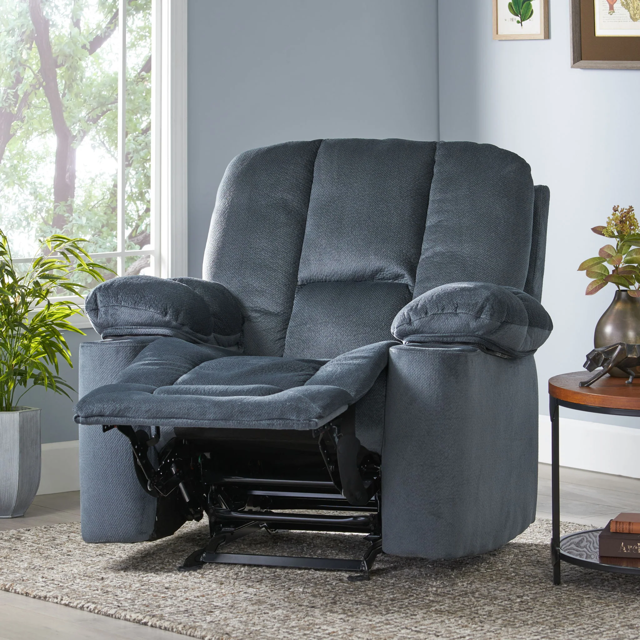 Luxurious Manual Recliner Chair With Skin-Friendly Fabric And Dual Cup Holders - Image 18