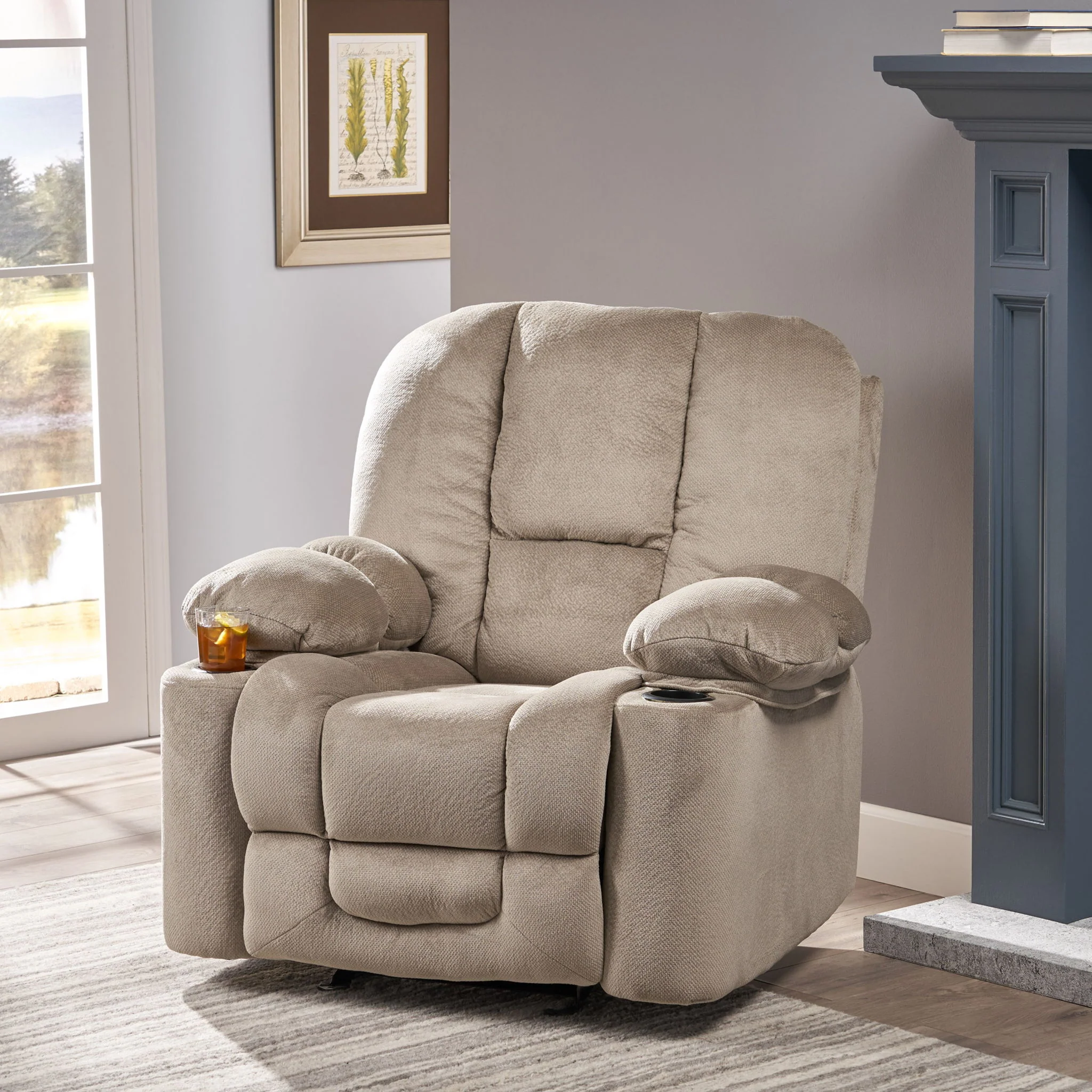Luxurious Manual Recliner Chair With Skin-Friendly Fabric And Dual Cup Holders - Image 23