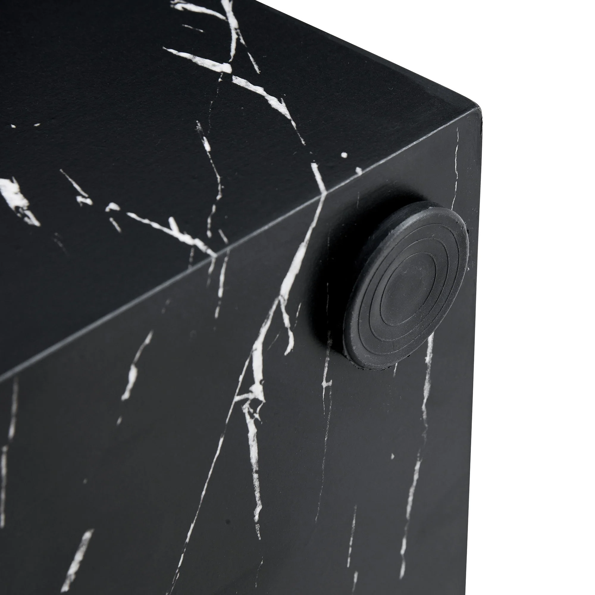 Luxurious Marble Texture Coffee Table Cube Design Elegant Living Room Accent - Black - Image 2