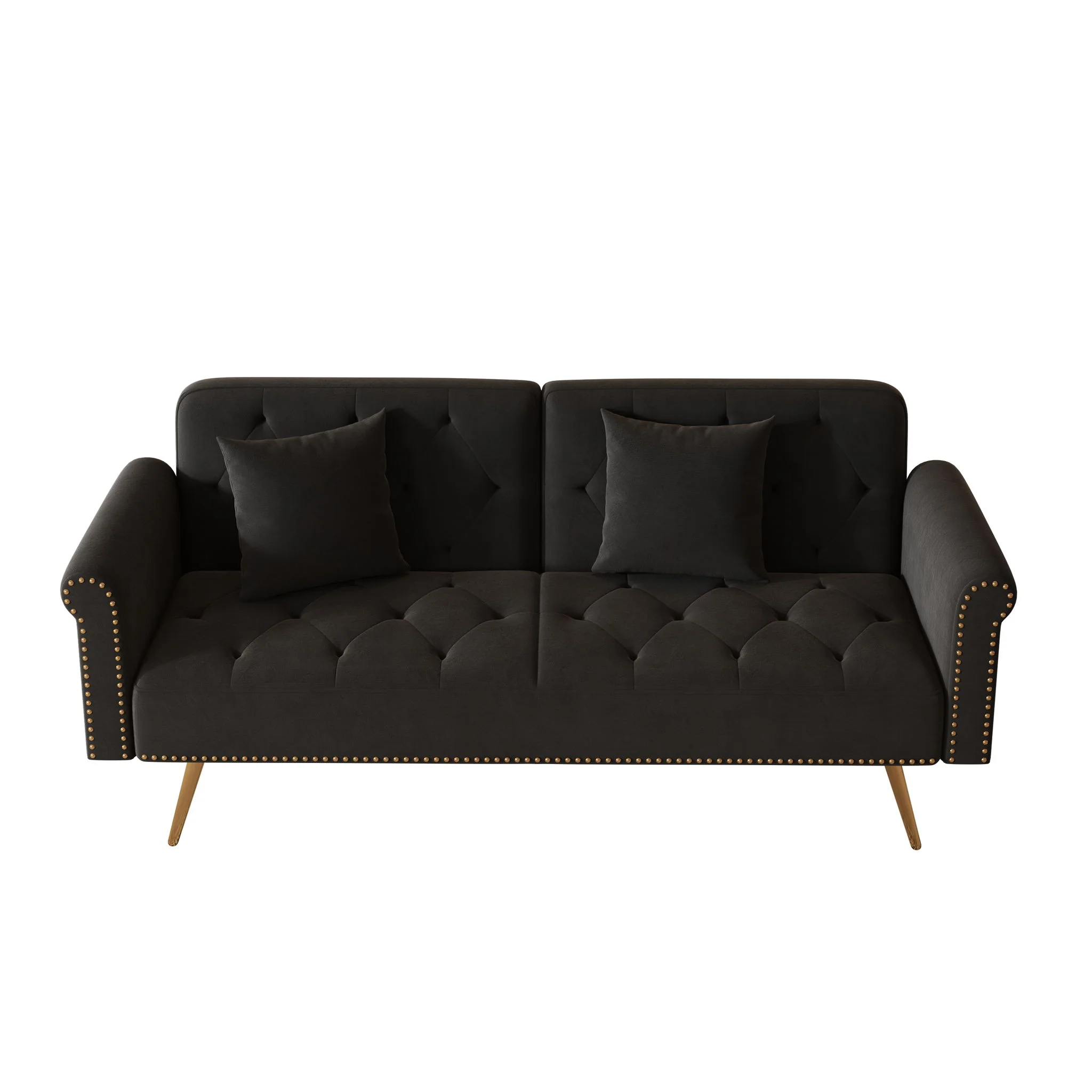 Luxurious Sofa Bed With Nail Head Trim And Matching Pillow - Image 4