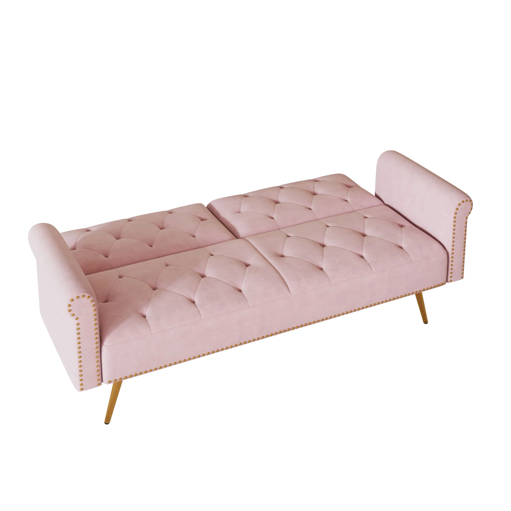Luxurious Sofa Bed With Nail Head Trim And Matching Pillow - Image 9