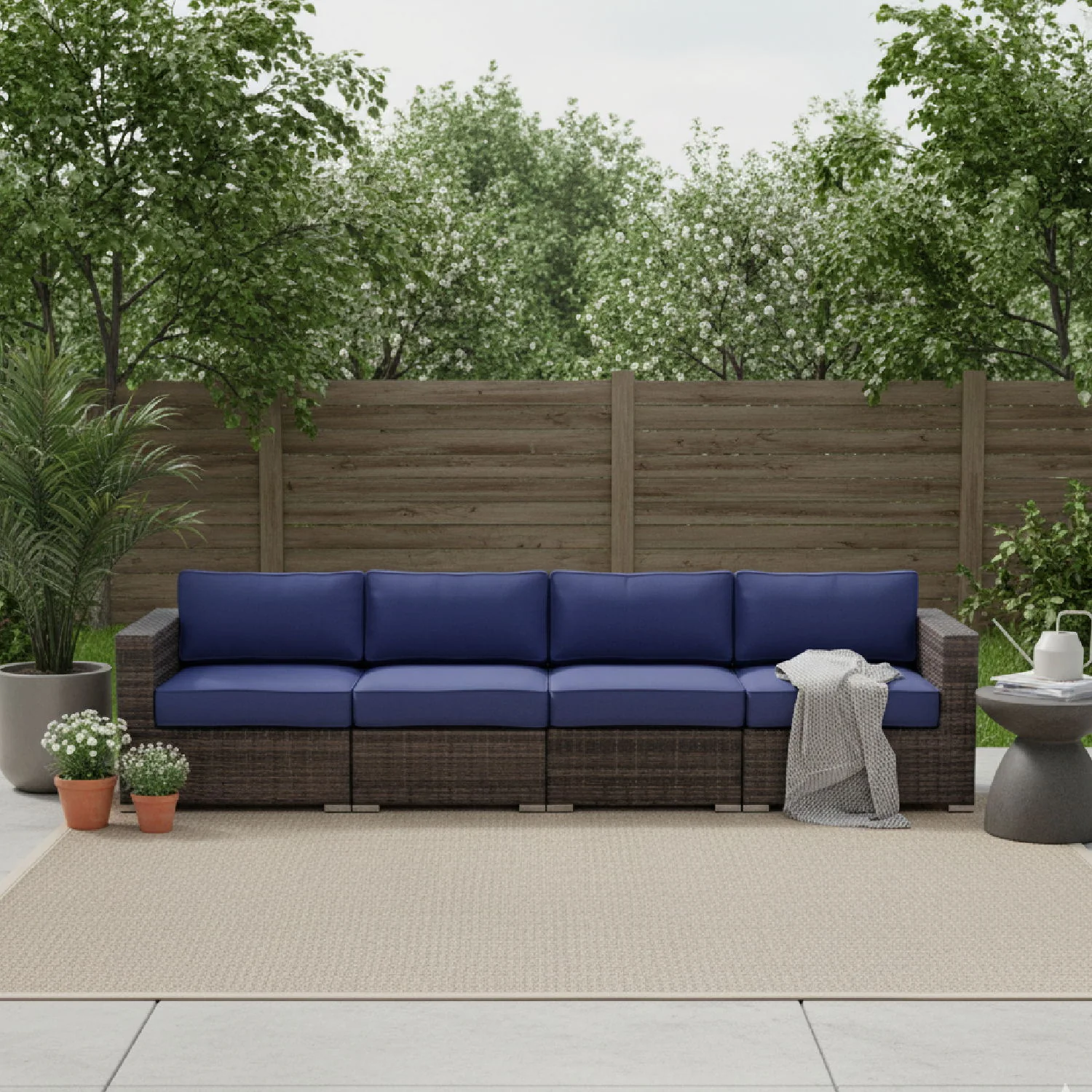 Luxurious Wicker Patio Sectional With Weather Resistant Sunbrella Cushions - Image 10