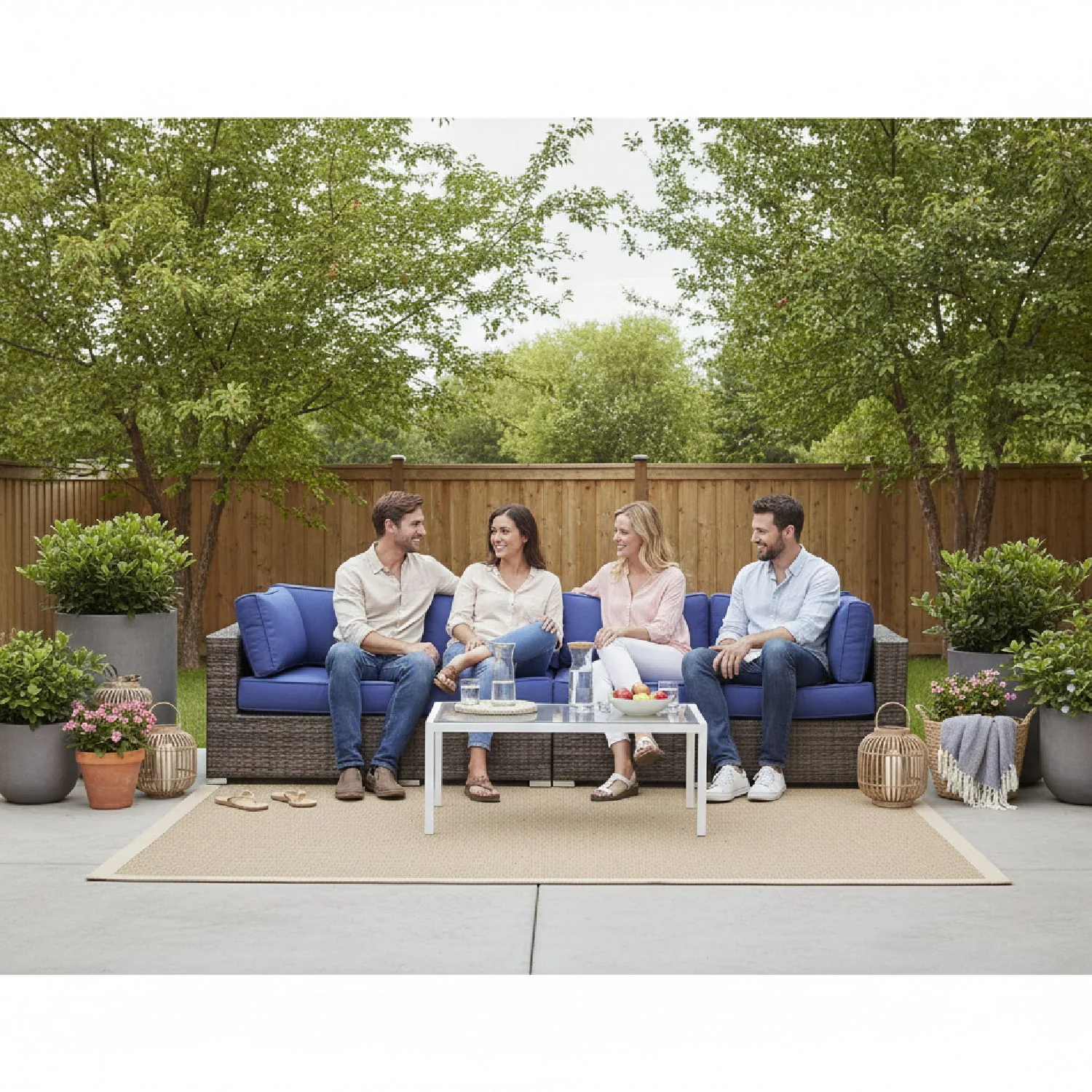 Luxurious Wicker Patio Sectional With Weather Resistant Sunbrella Cushions - Image 17