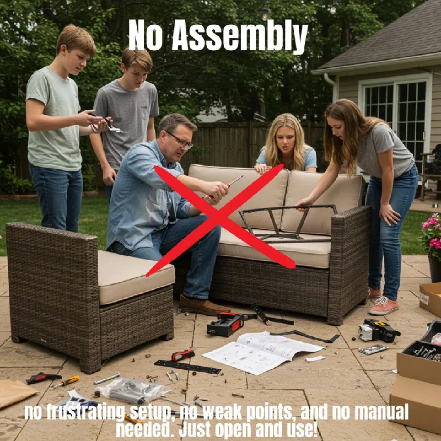 Luxurious Wicker Patio Sectional With Weather Resistant Sunbrella Cushions - Image 18